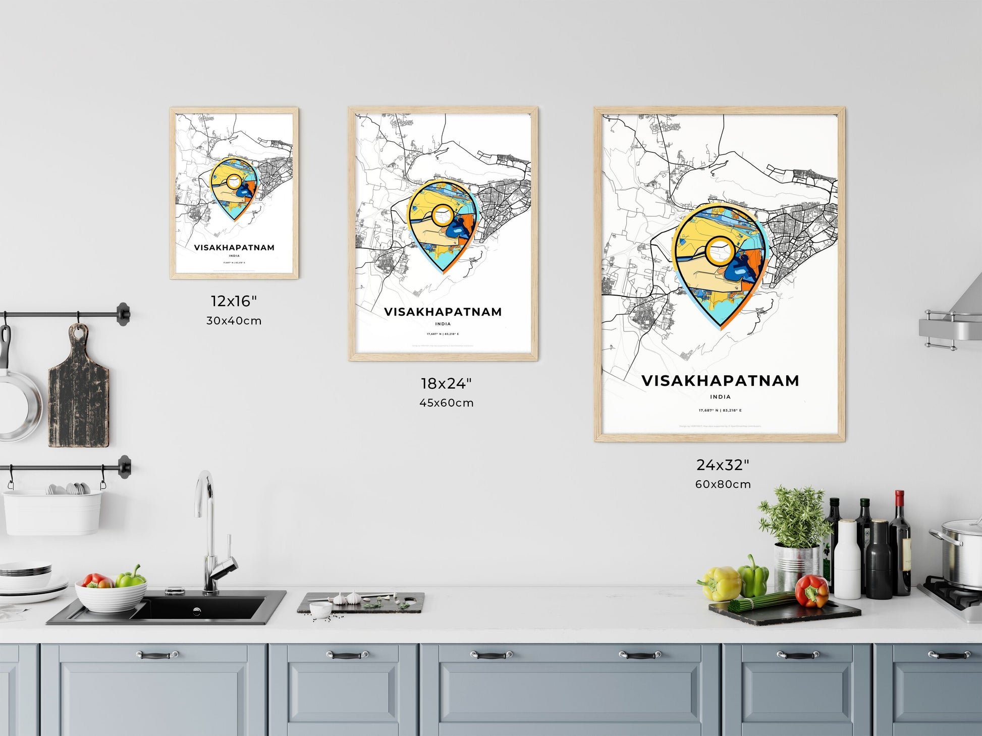Visakhapatnam India art map size chart