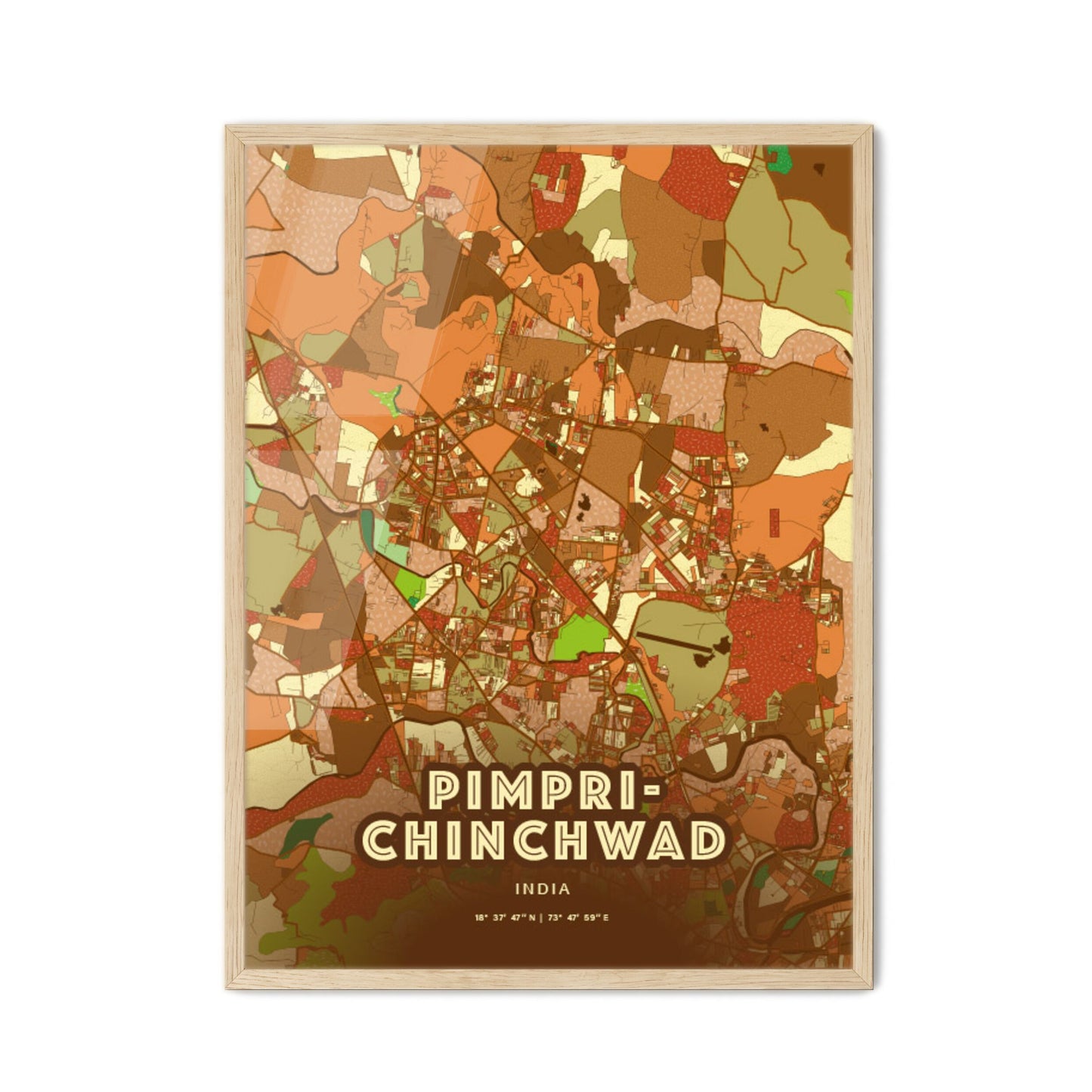 Colorful PIMPRI-CHINCHWAD INDIA Fine Art Map Farmhouse