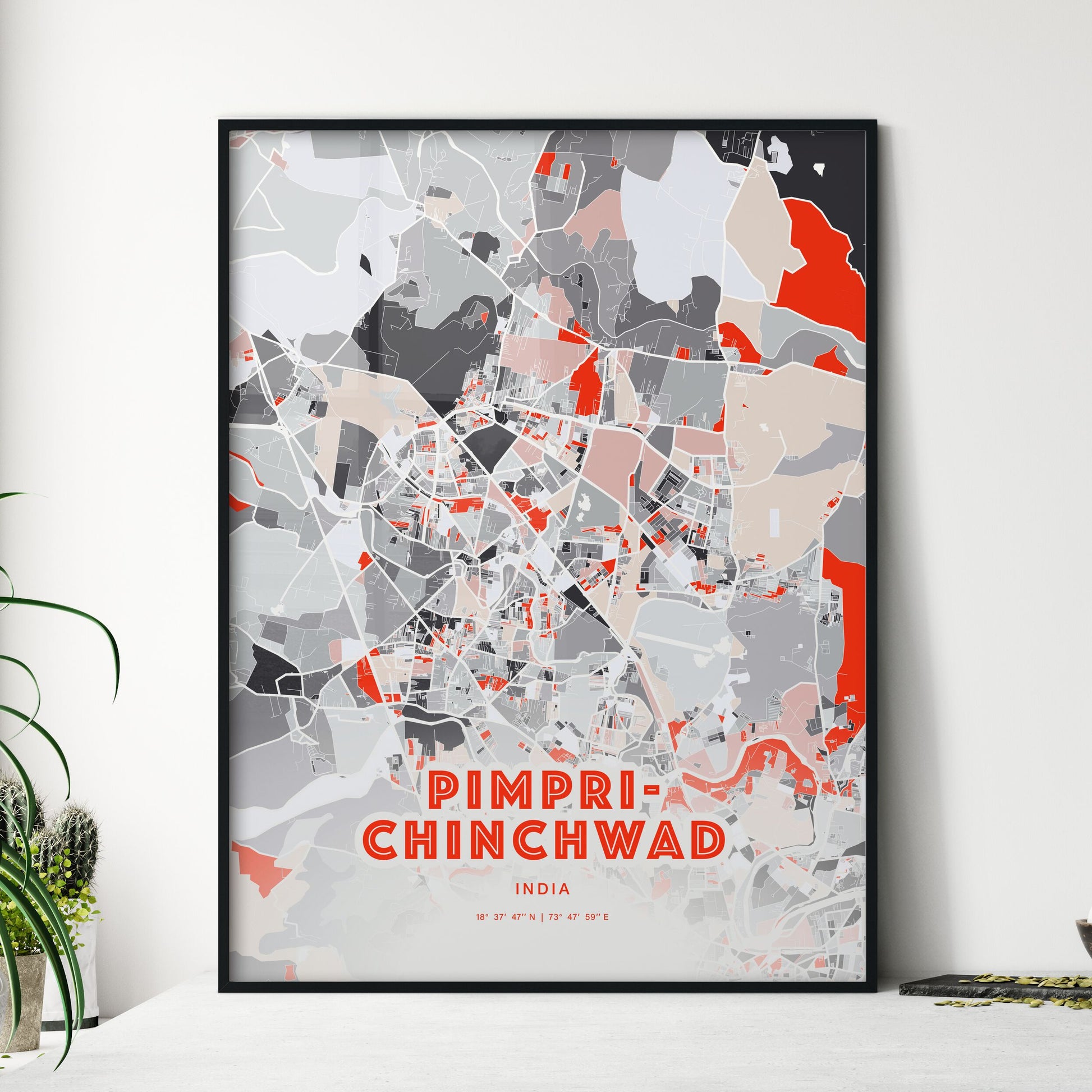 Colorful PIMPRI-CHINCHWAD INDIA Fine Art Map Modern