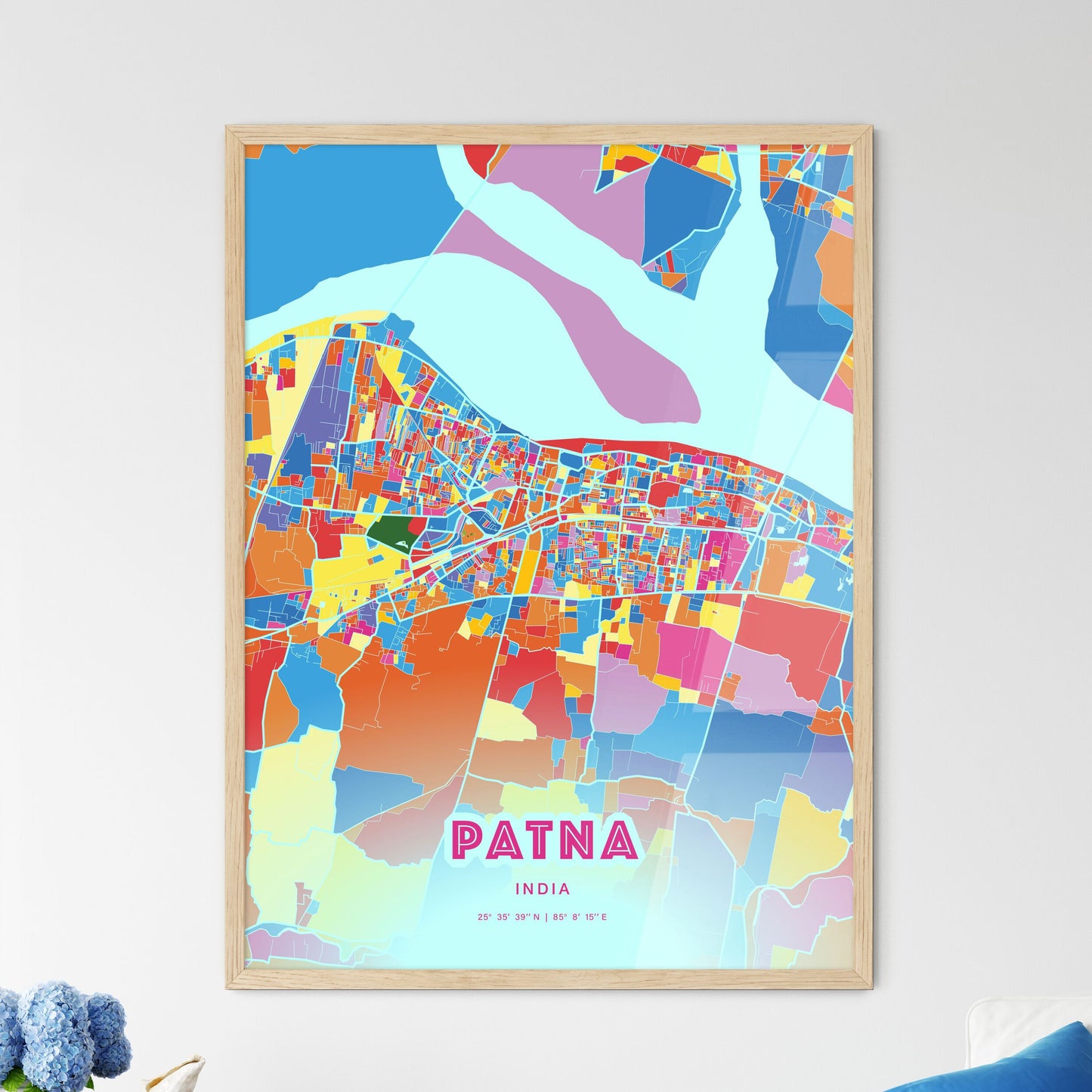 Colorful PATNA INDIA Fine Art Map Crazy Colors