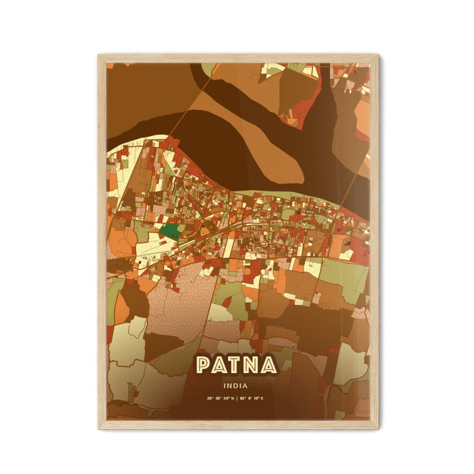 Colorful PATNA INDIA Fine Art Map Farmhouse