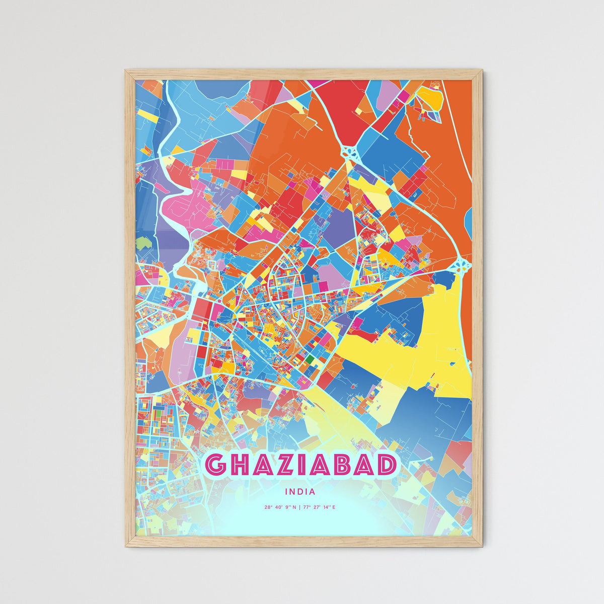 Colorful GHAZIABAD INDIA Fine Art Map Crazy Colors