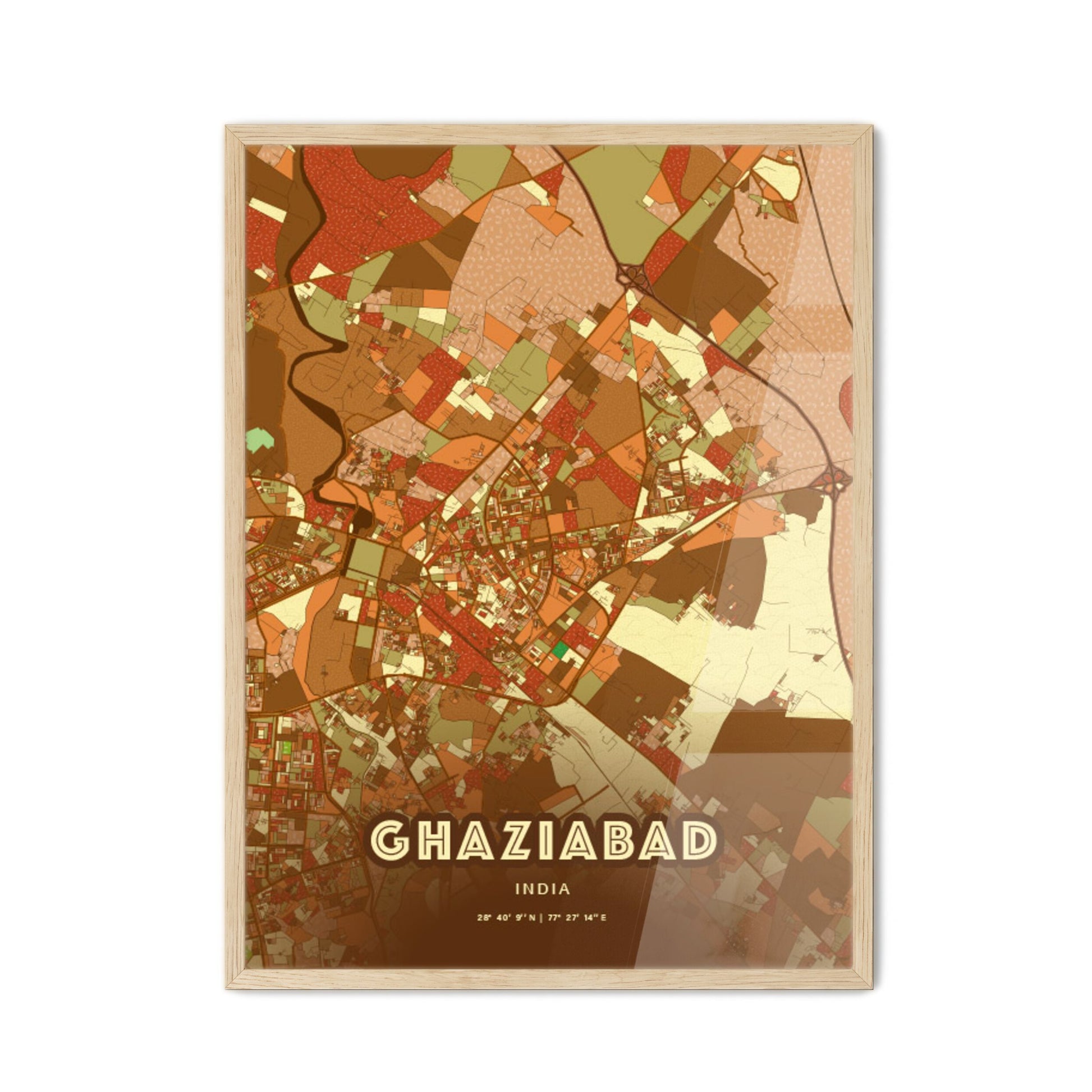 Colorful GHAZIABAD INDIA Fine Art Map Farmhouse