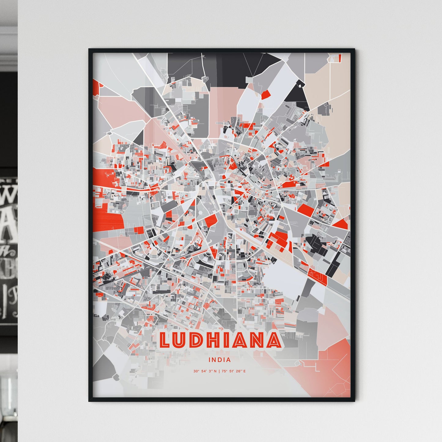 Colorful LUDHIANA INDIA Fine Art Map Modern