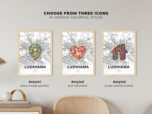 Ludhiana India maps with colorful icons