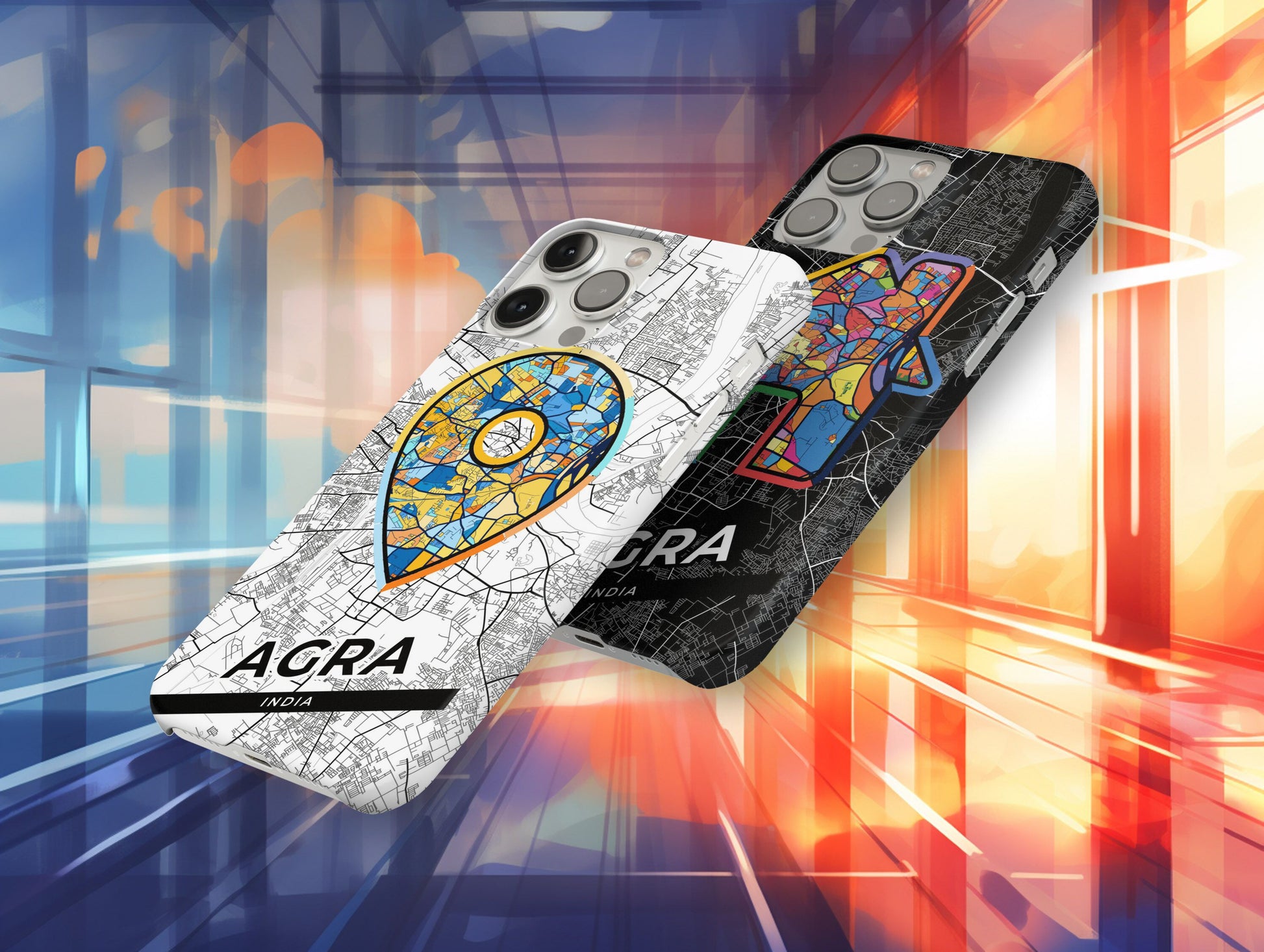 Agra India slim phone case with colorful icon. Birthday, wedding or housewarming gift. Couple match cases.