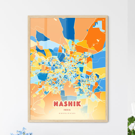 Colorful NASHIK INDIA Fine Art Map Blue Orange