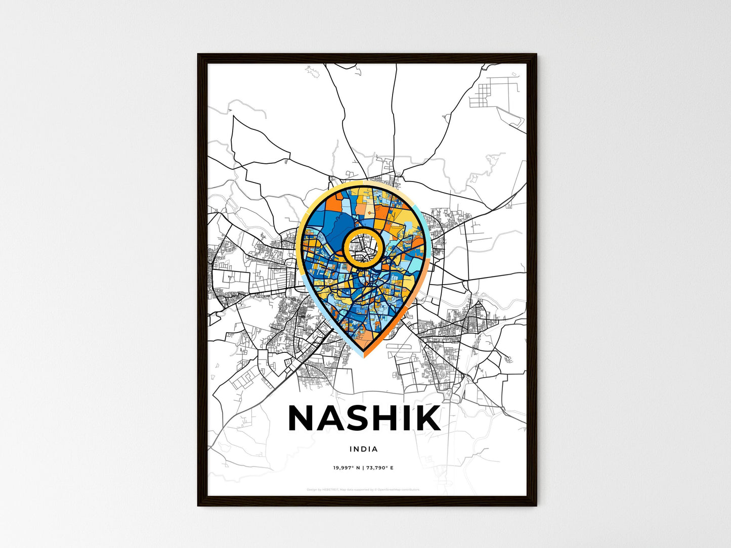 Nashik India wedding art map with pointer icon