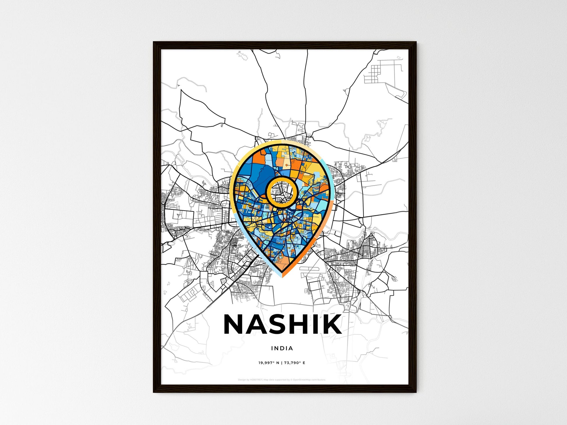Nashik India wedding art map with pointer icon