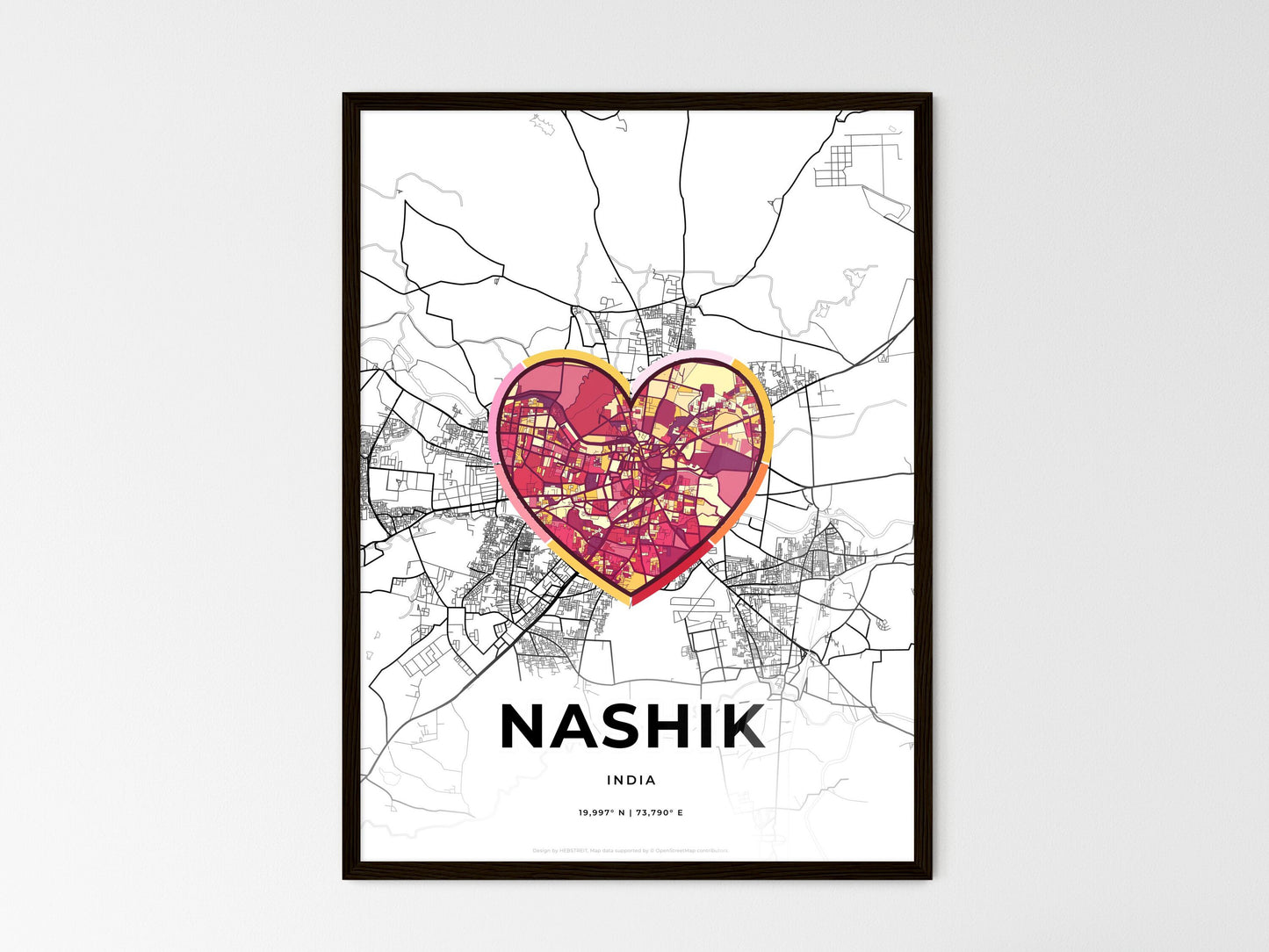 Nashik India wedding art map with heart icon