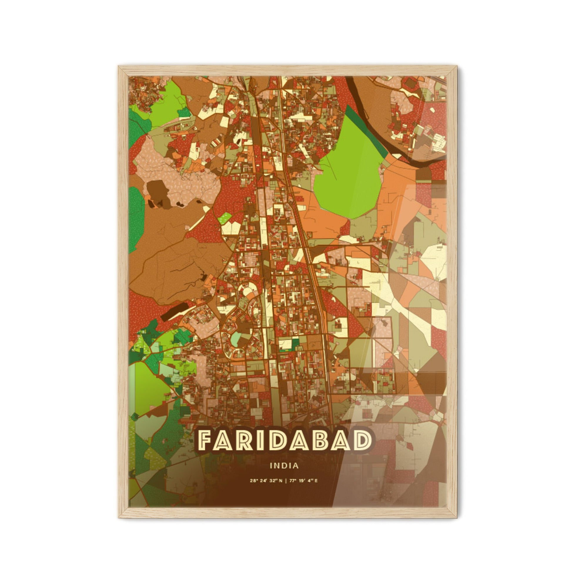 Colorful FARIDABAD INDIA Fine Art Map Farmhouse