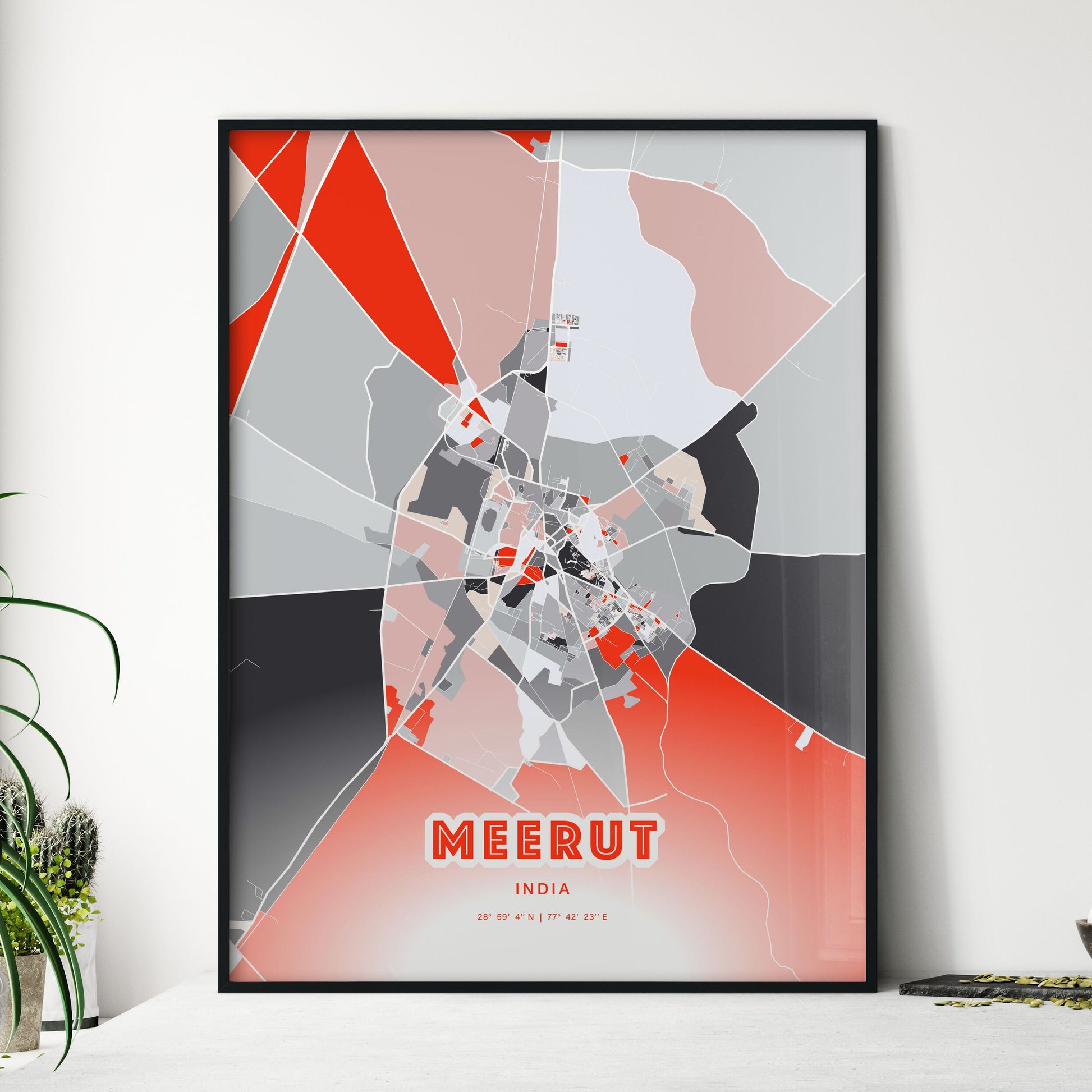 Colorful MEERUT INDIA Fine Art Map Modern