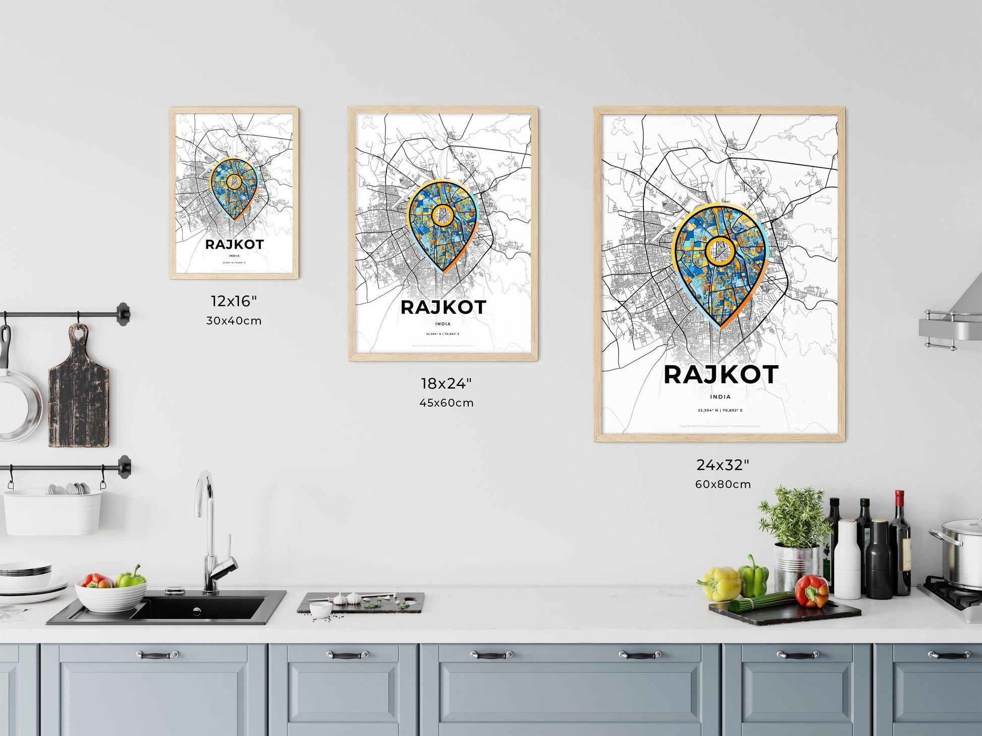 Rajkot India art map size chart