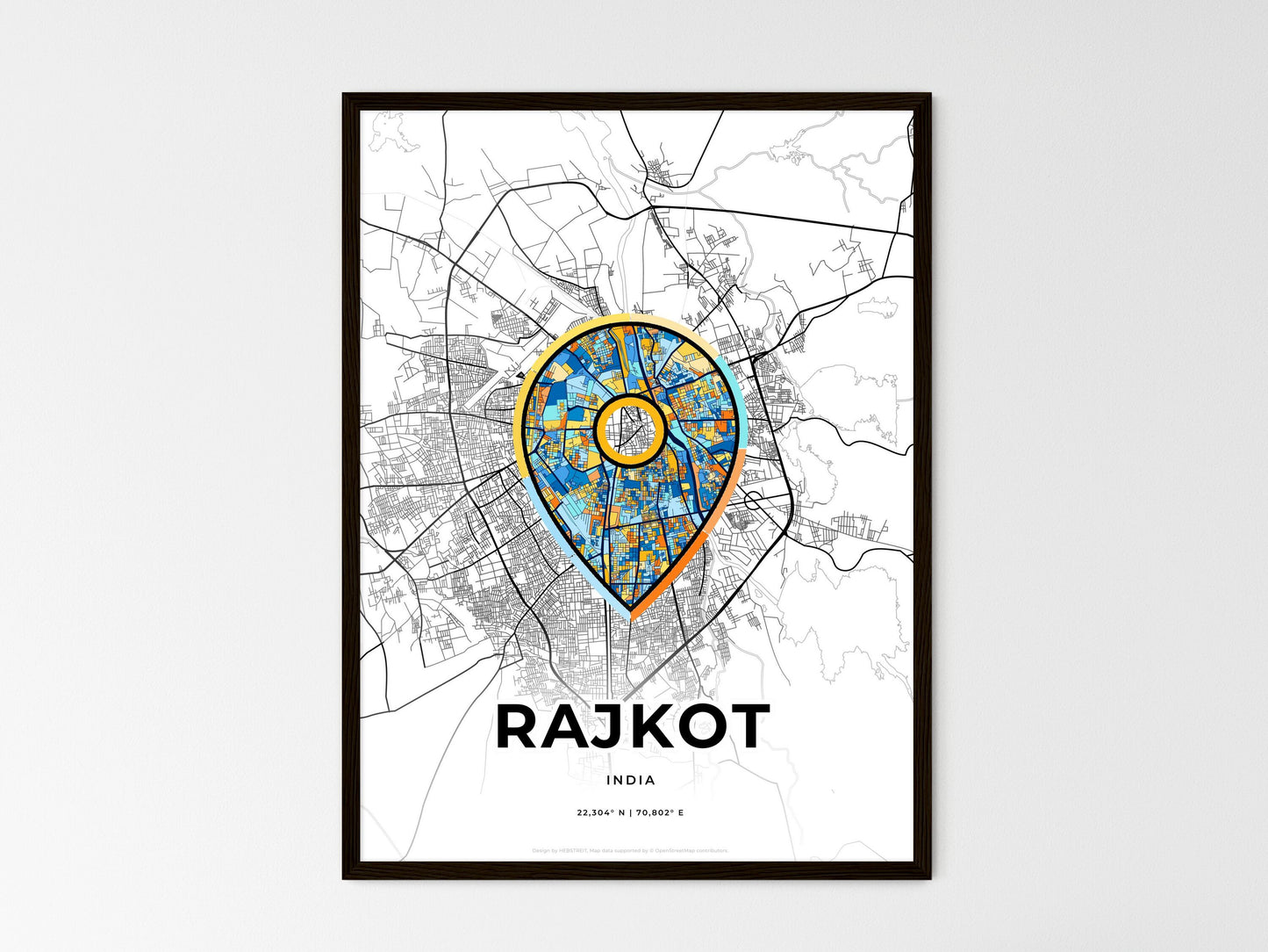 Rajkot India wedding art map with pointer icon