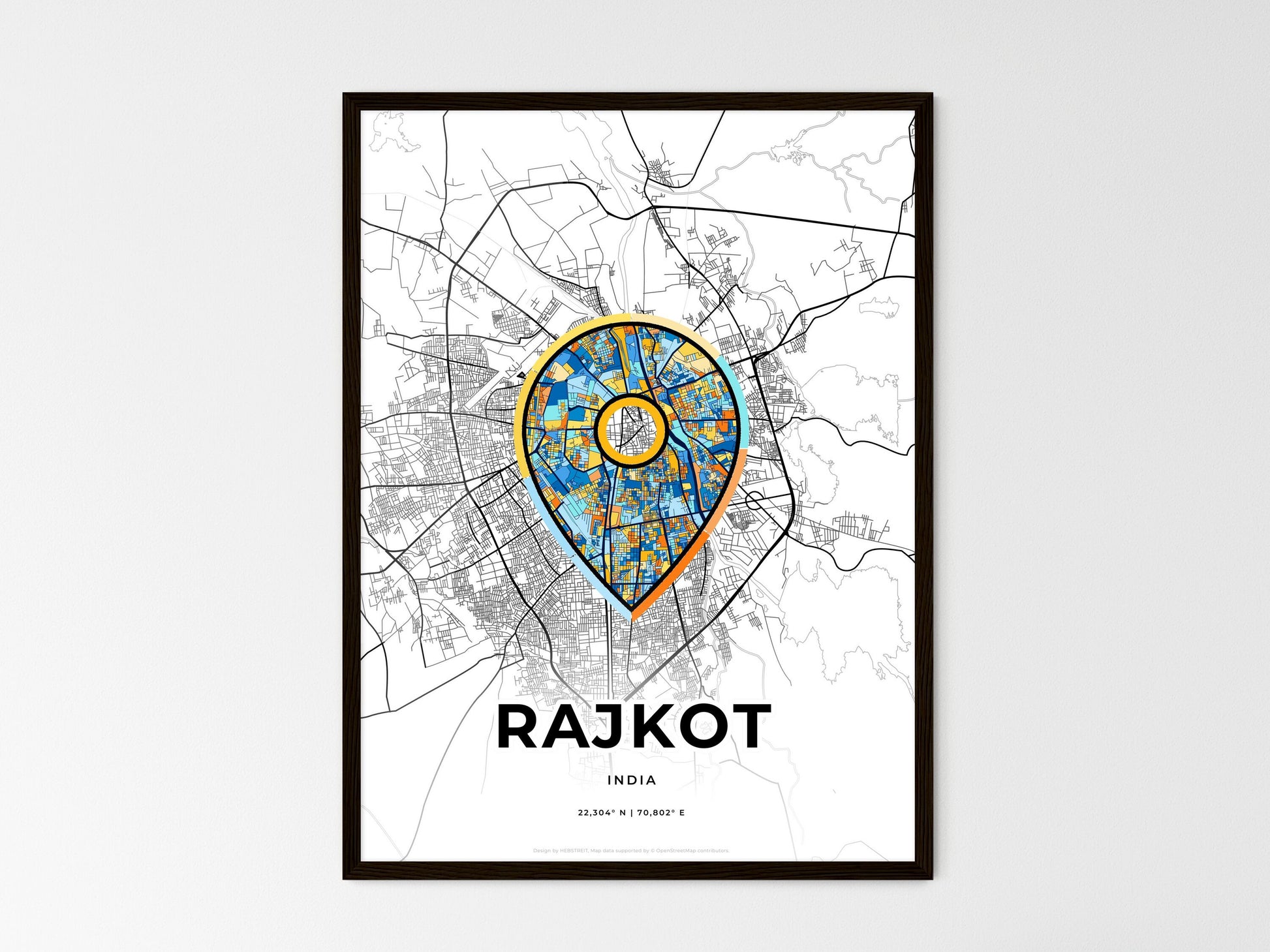 Rajkot India wedding art map with pointer icon