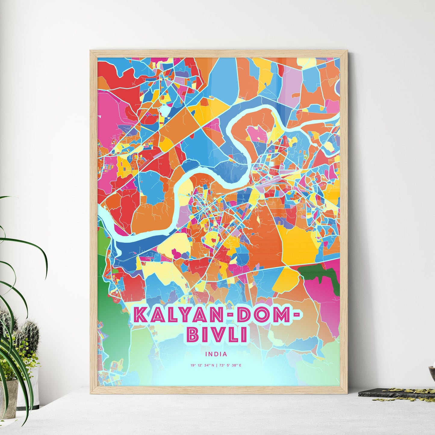 Colorful KALYAN-DOMBIVLI INDIA Fine Art Map Crazy Colors