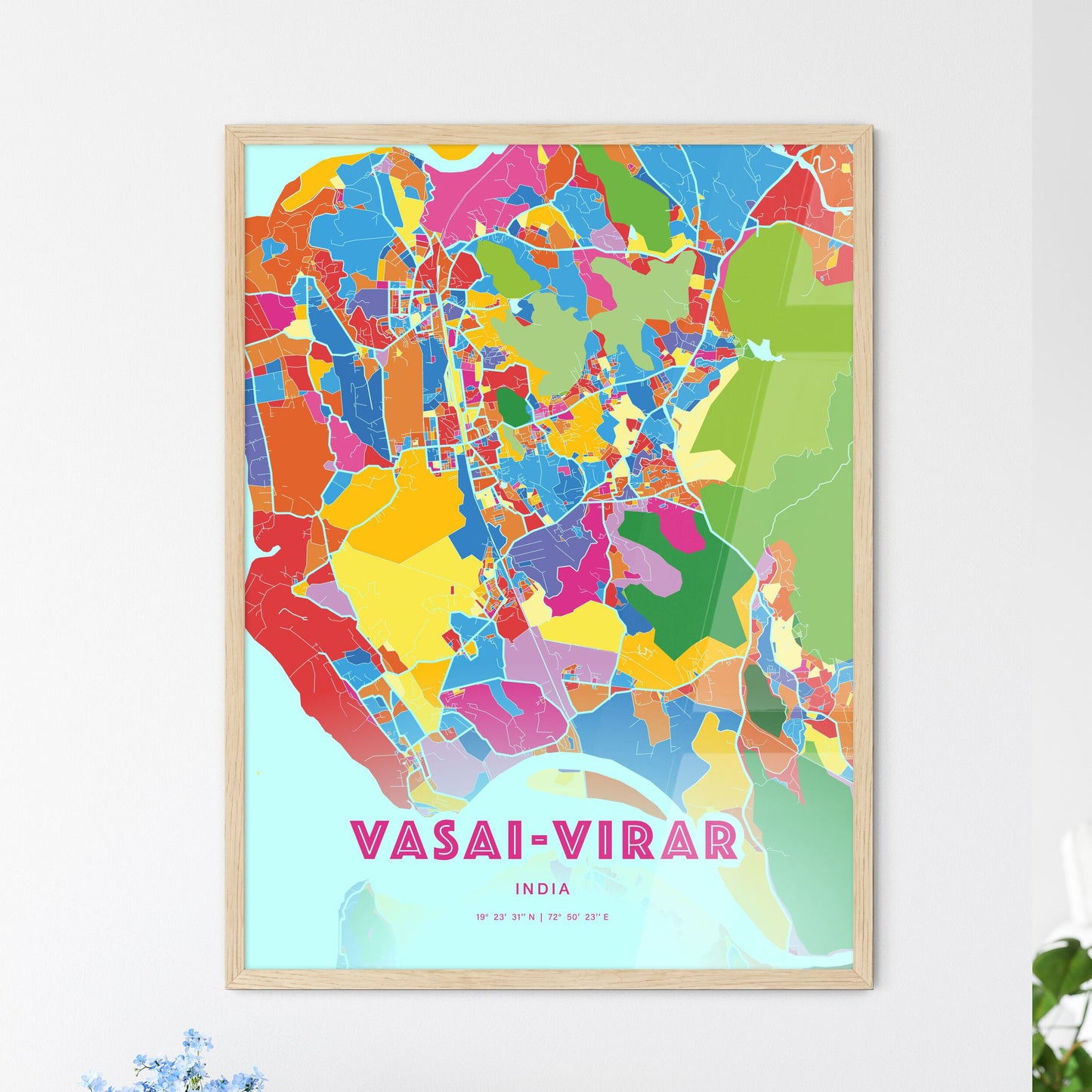 Colorful VASAI-VIRAR INDIA Fine Art Map Crazy Colors
