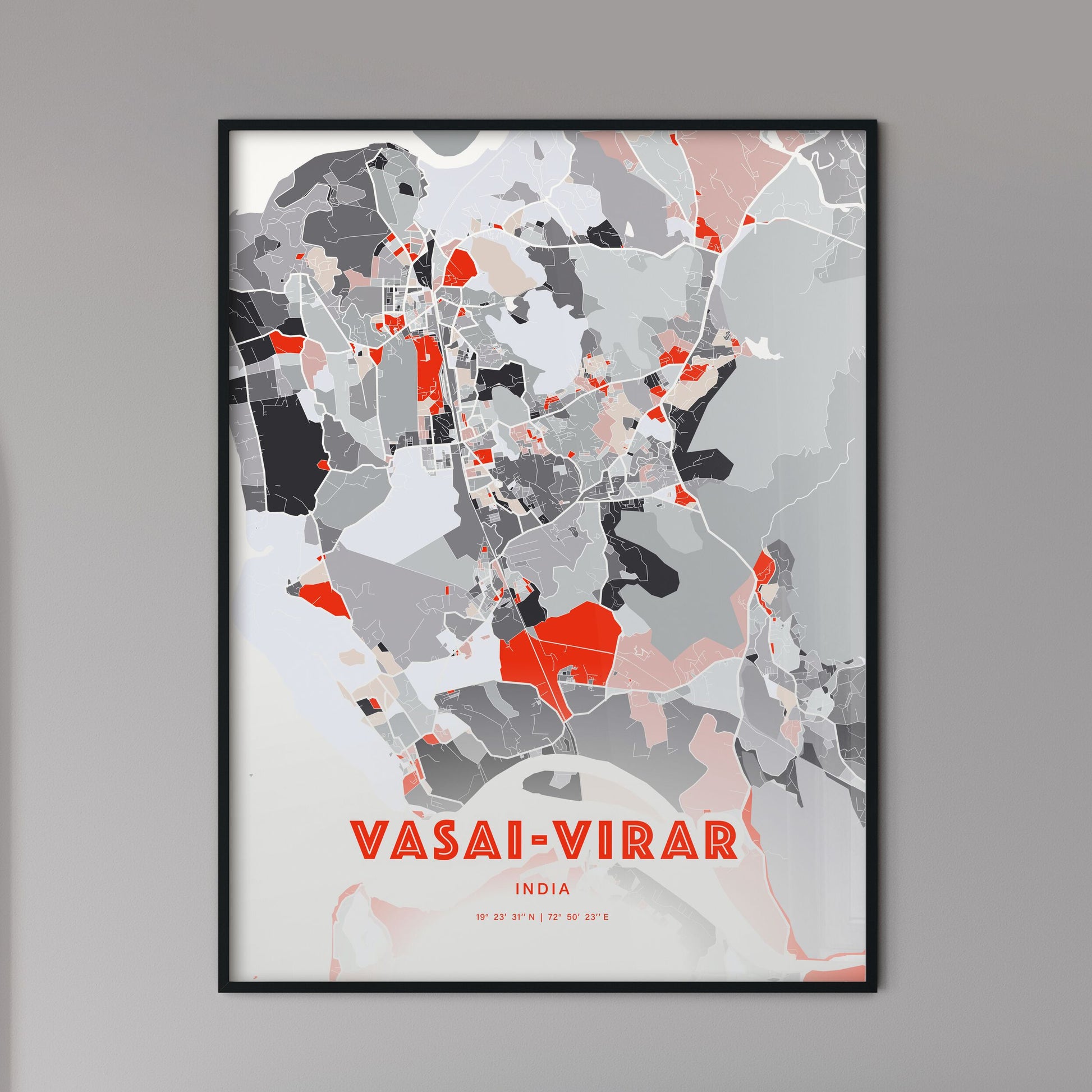 Colorful VASAI-VIRAR INDIA Fine Art Map Modern