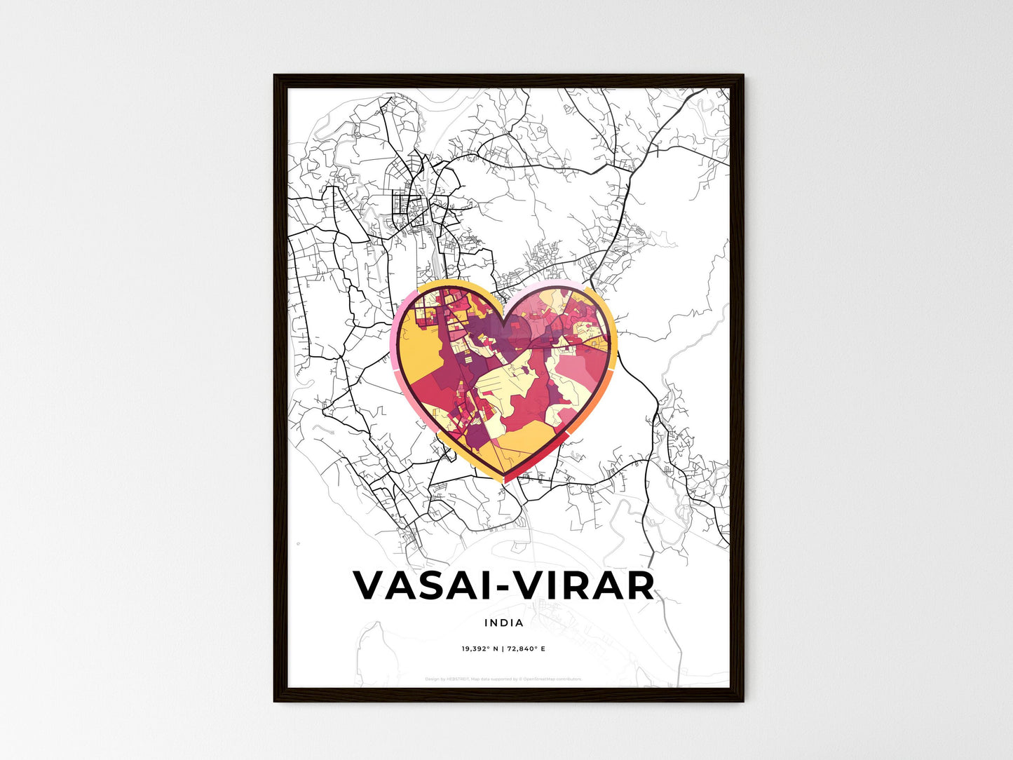 Vasai-Virar India wedding art map with heart icon