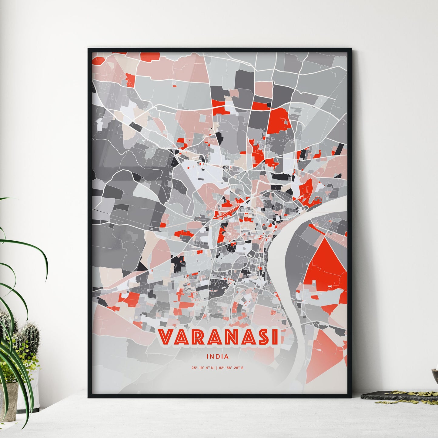 Colorful VARANASI INDIA Fine Art Map Modern