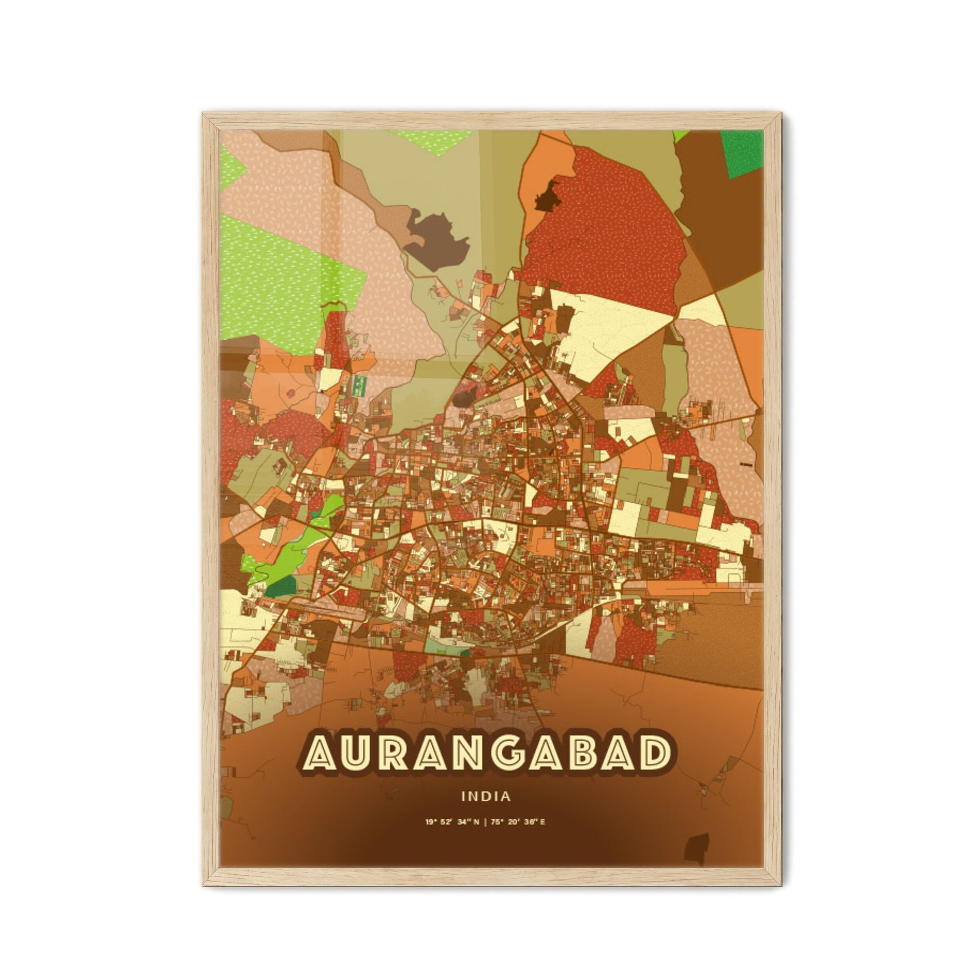 Colorful AURANGABAD INDIA Fine Art Map Farmhouse