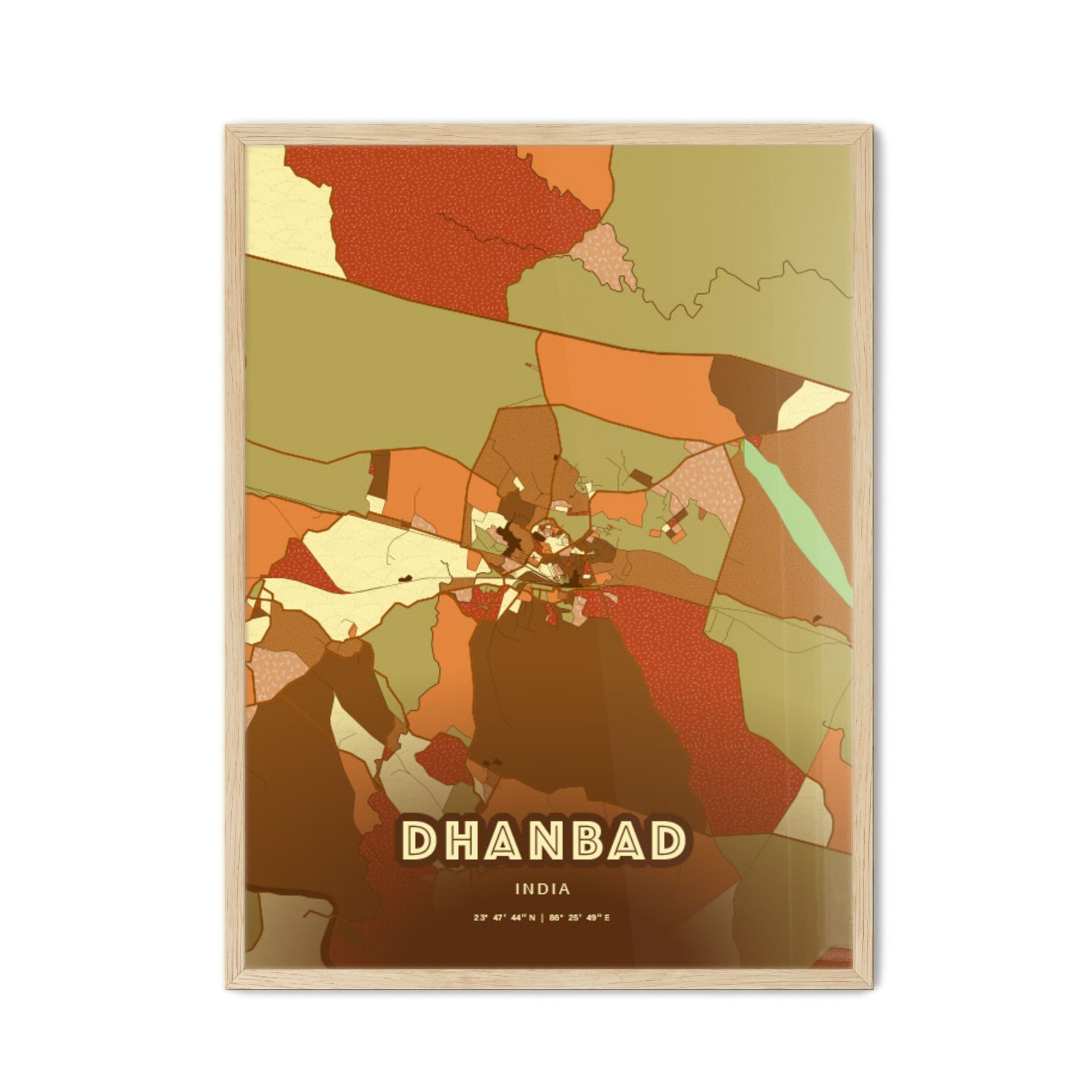 Colorful DHANBAD INDIA Fine Art Map Farmhouse