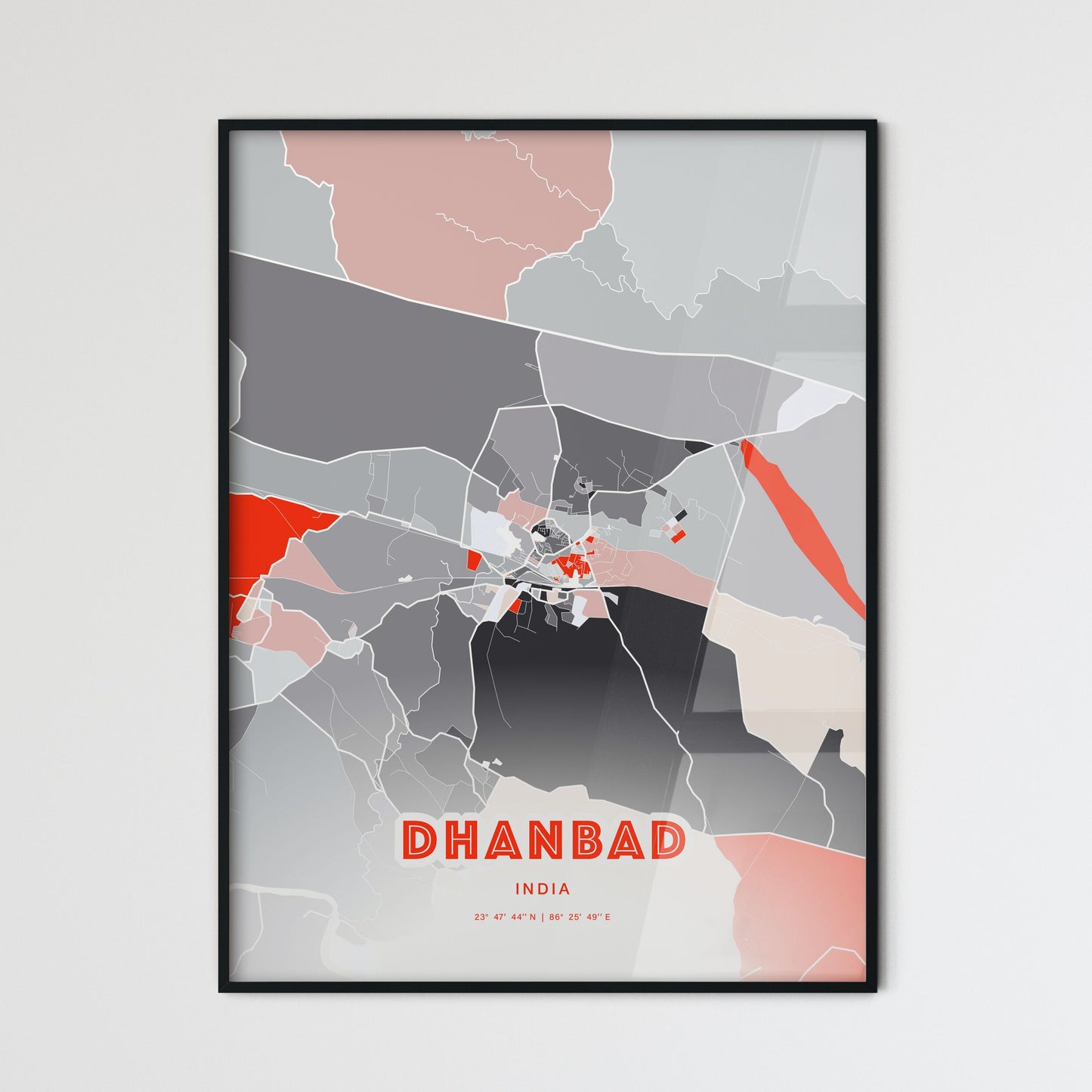 Colorful DHANBAD INDIA Fine Art Map Modern