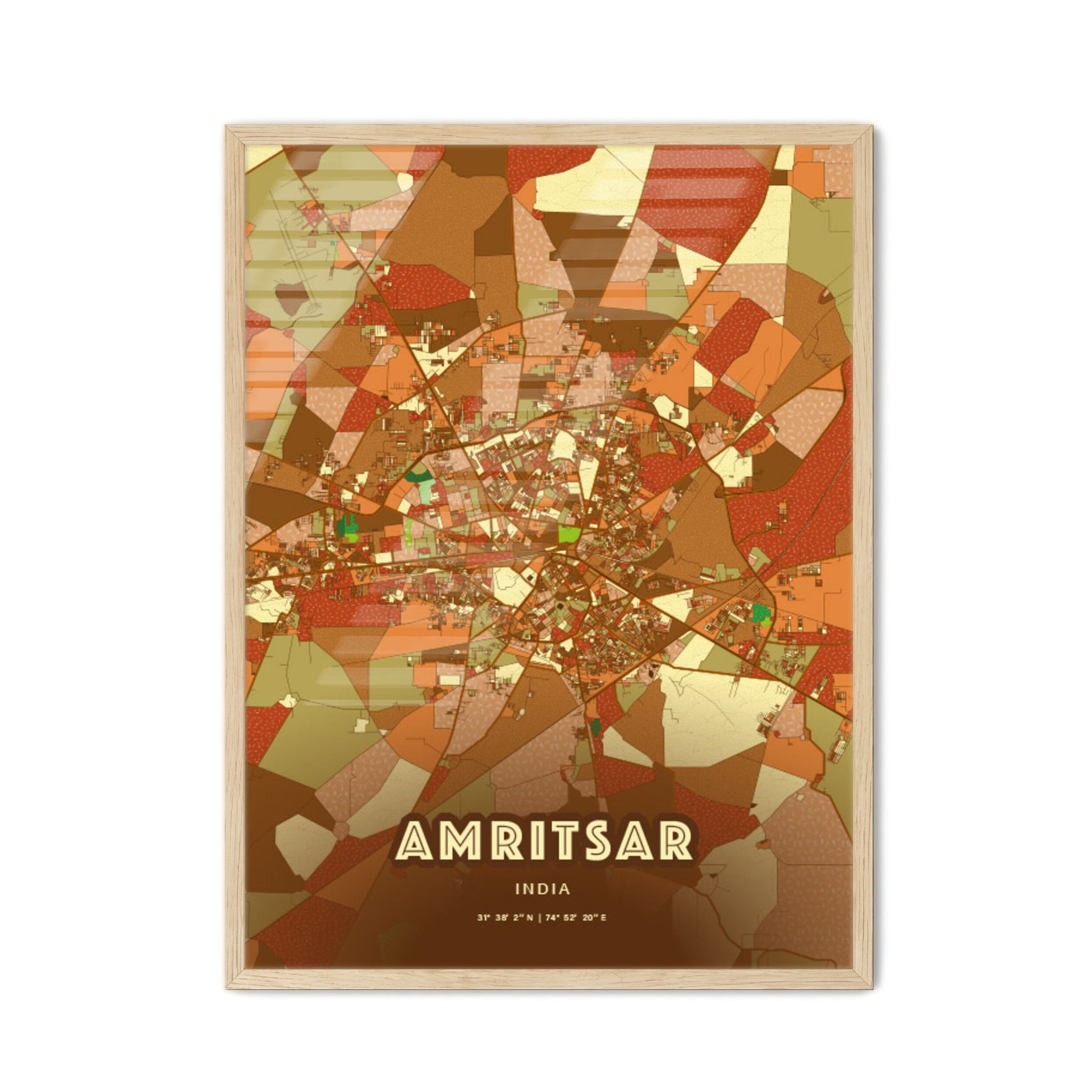 Colorful AMRITSAR INDIA Fine Art Map Farmhouse