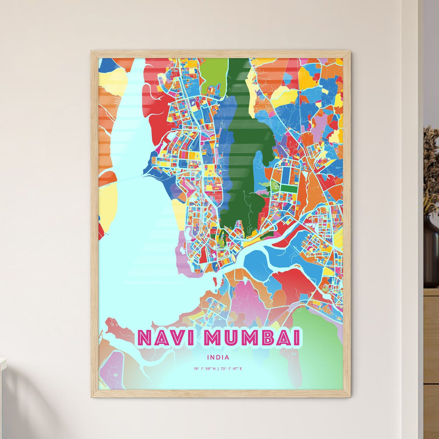 Colorful NAVI MUMBAI INDIA Fine Art Map Crazy Colors