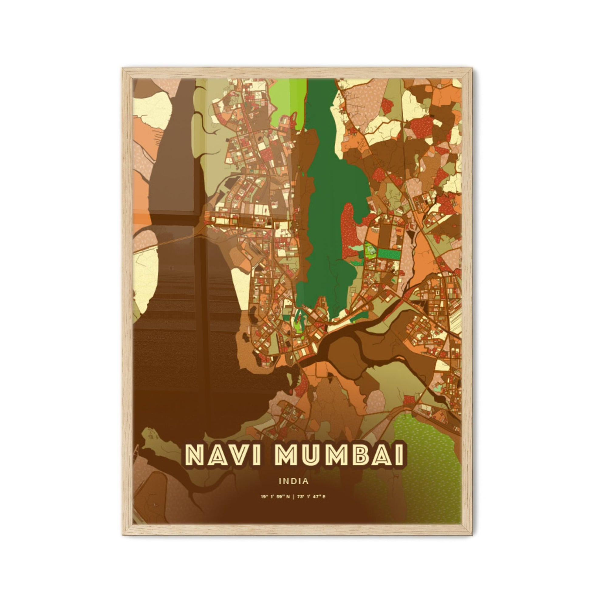 Colorful NAVI MUMBAI INDIA Fine Art Map Farmhouse