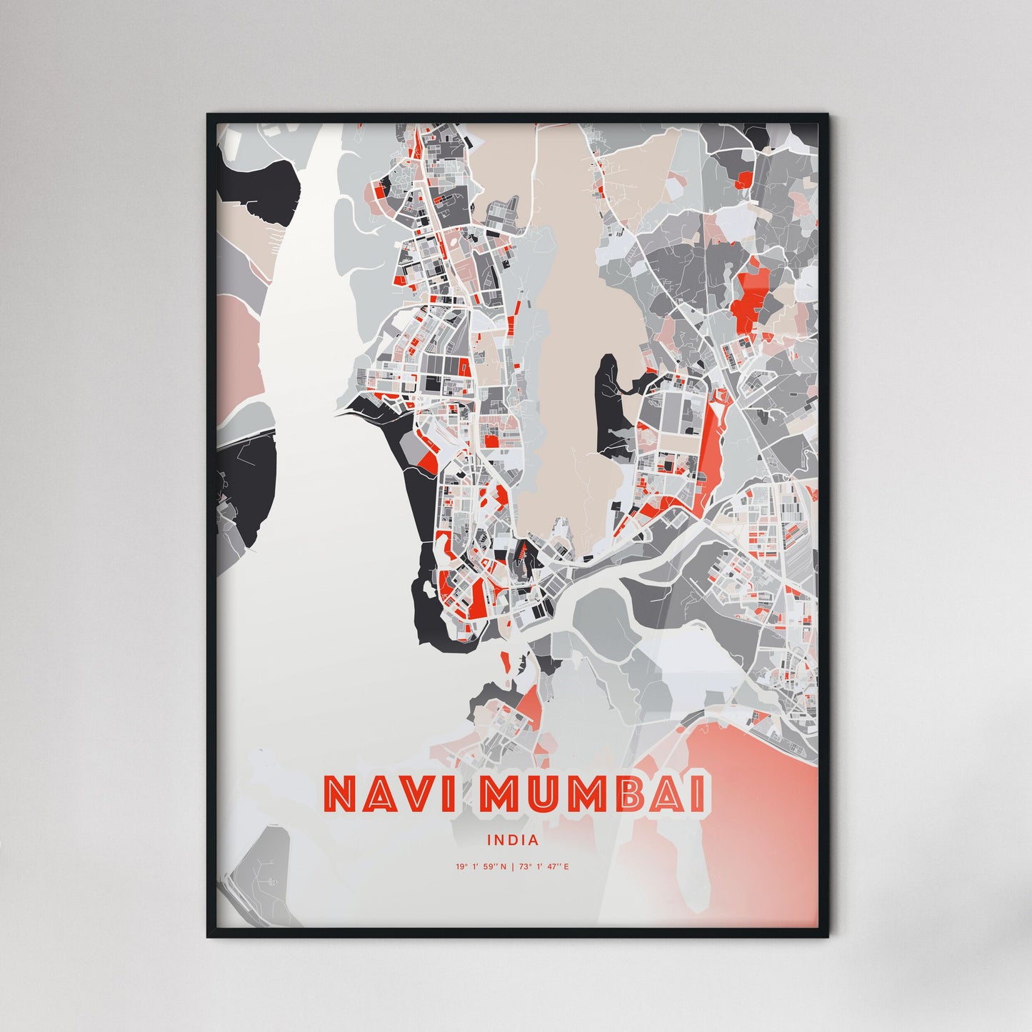 Colorful NAVI MUMBAI INDIA Fine Art Map Modern