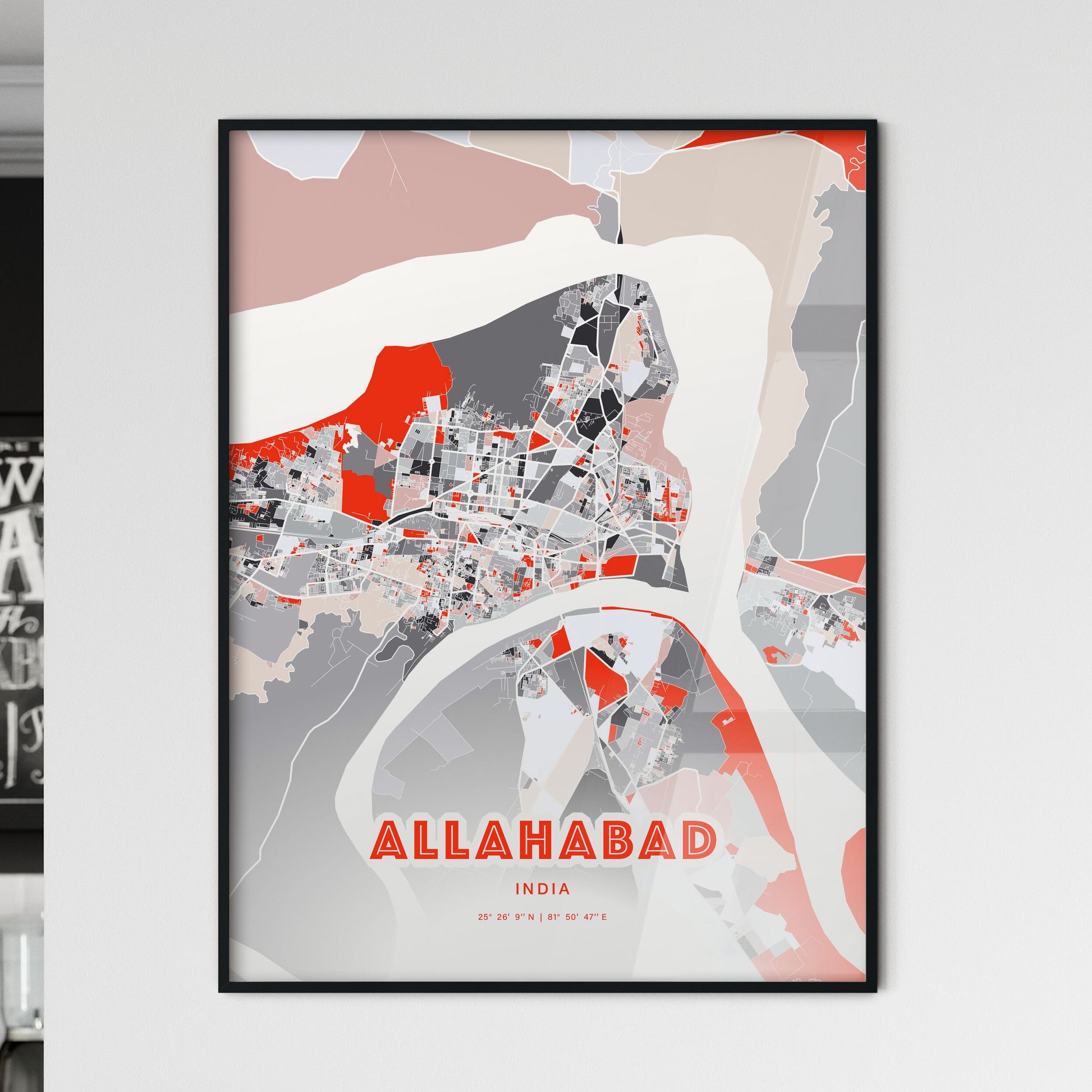 Colorful ALLAHABAD INDIA Fine Art Map Modern