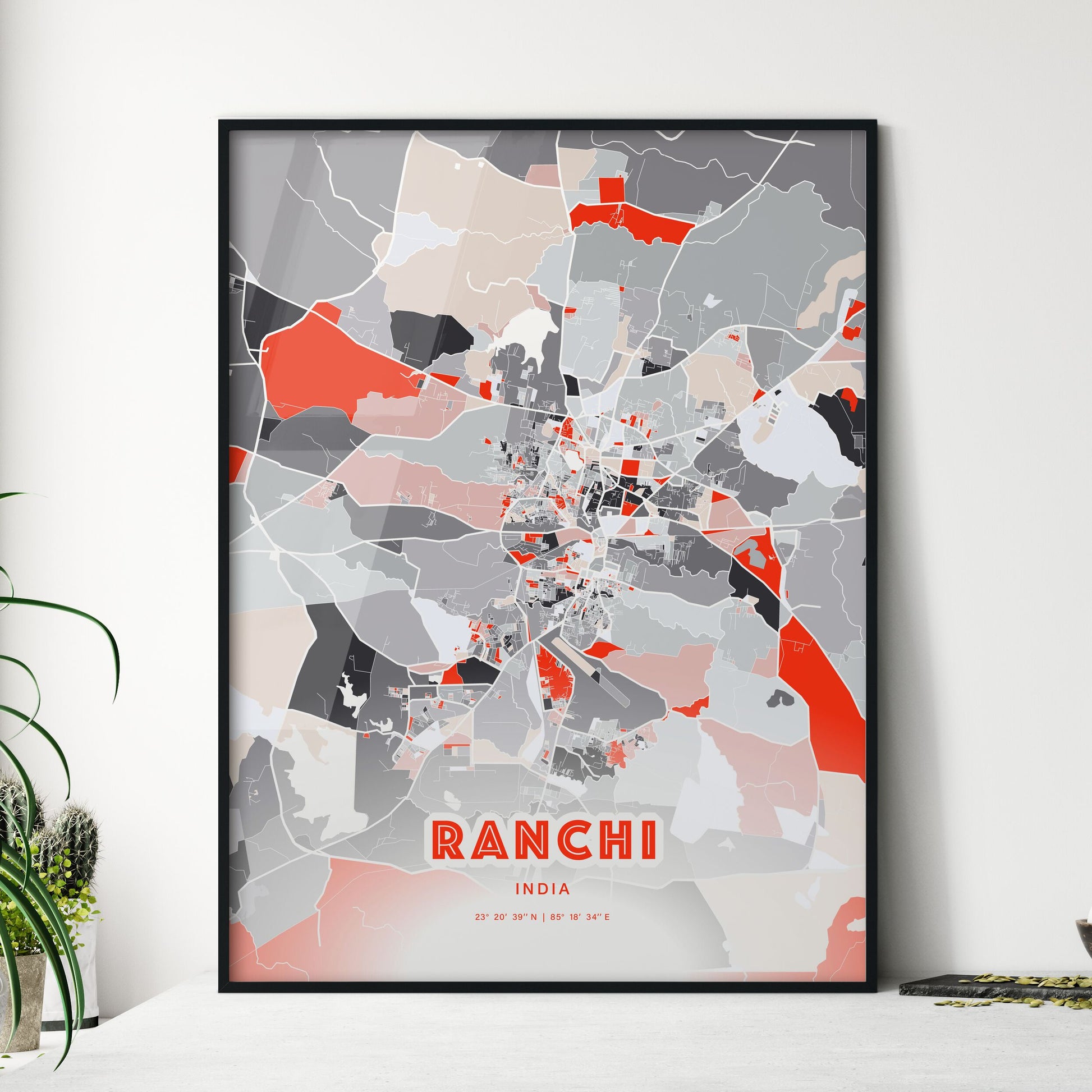 Colorful RANCHI INDIA Fine Art Map Modern