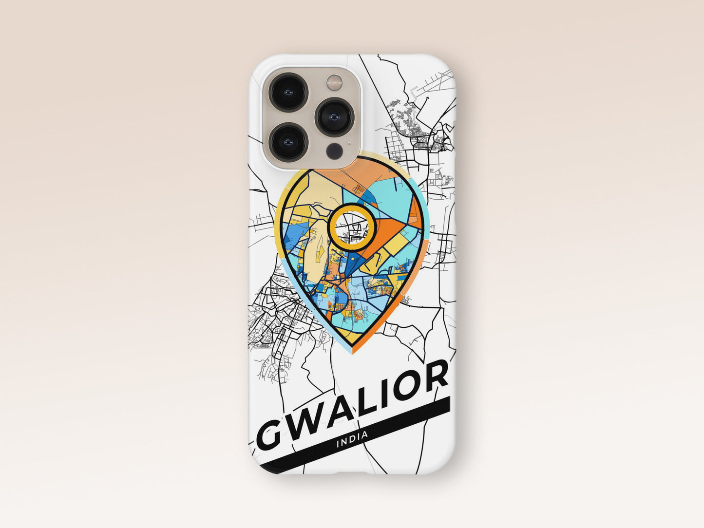 Gwalior India slim phone case with colorful icon. Birthday, wedding or housewarming gift. Couple match cases. 1
