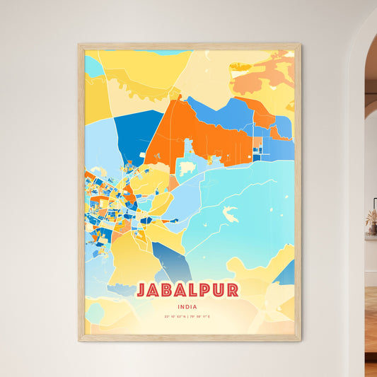 Colorful JABALPUR INDIA Fine Art Map Blue Orange