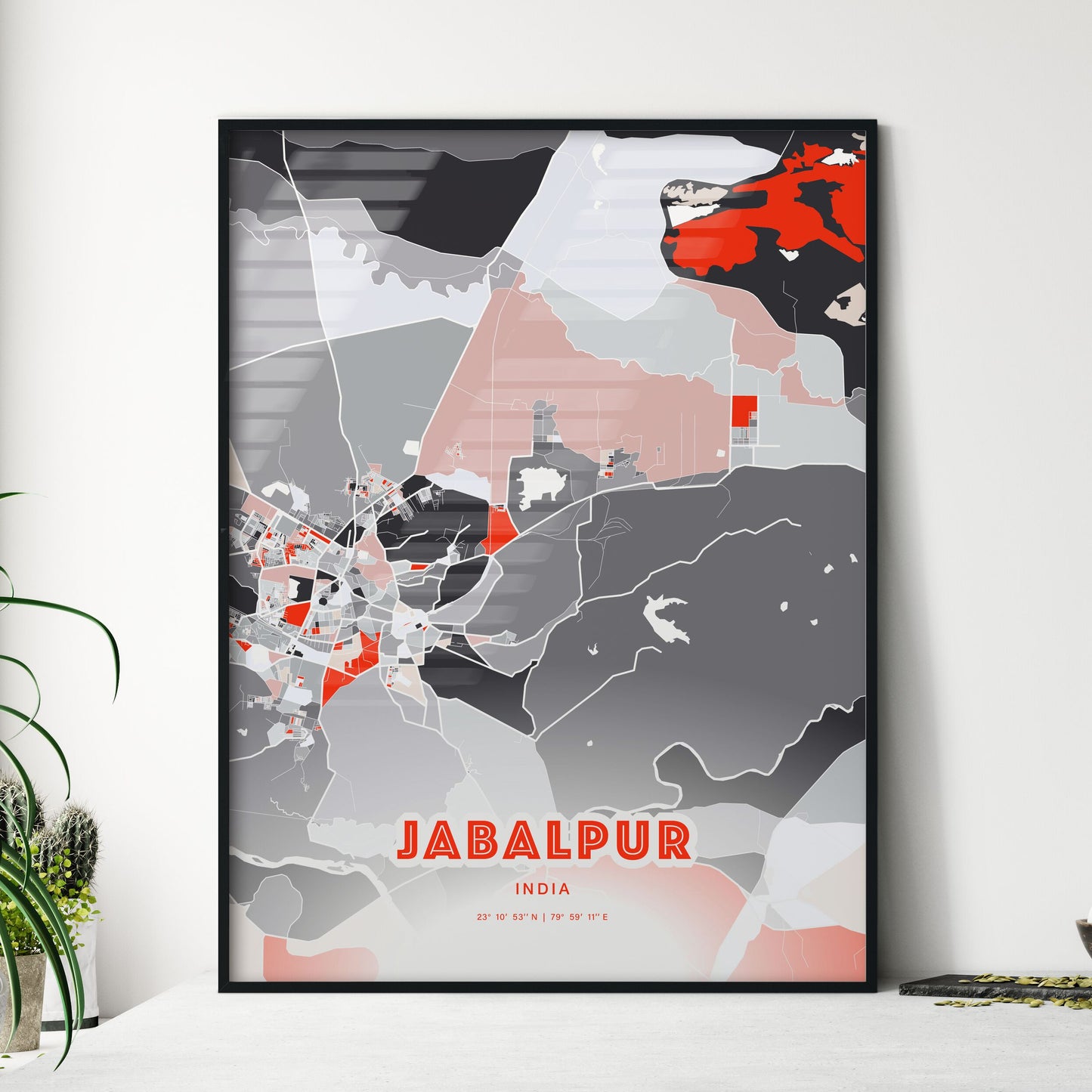 Colorful JABALPUR INDIA Fine Art Map Modern