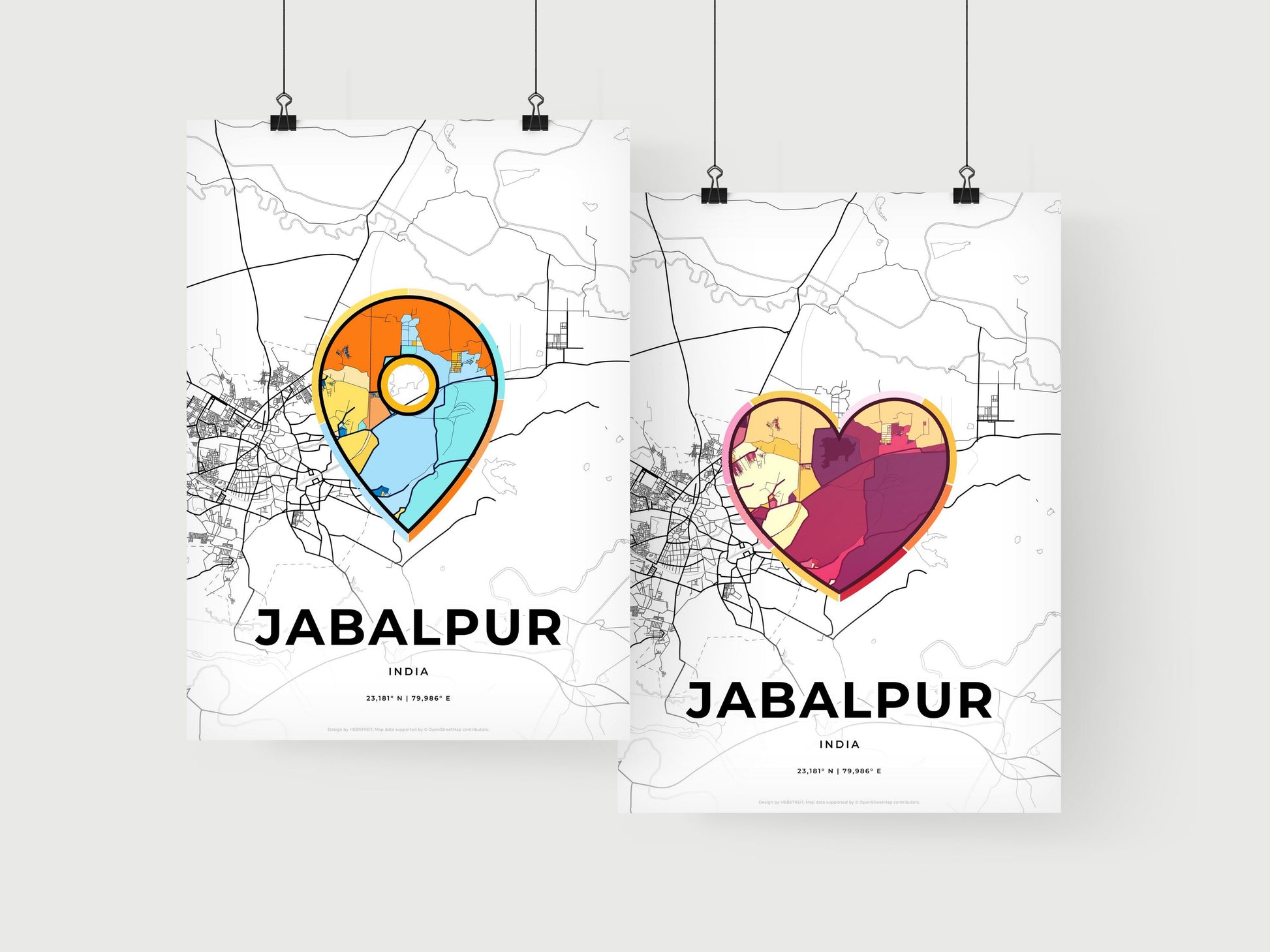 JABALPUR INDIA minimal art map with a colorful icon. Where it all began, Couple map gift.