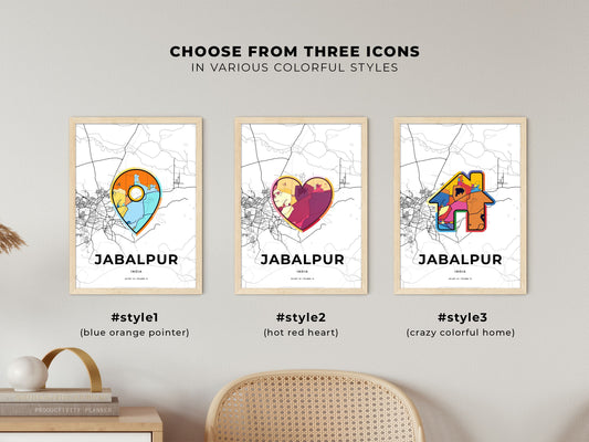 Jabalpur India maps with colorful icons