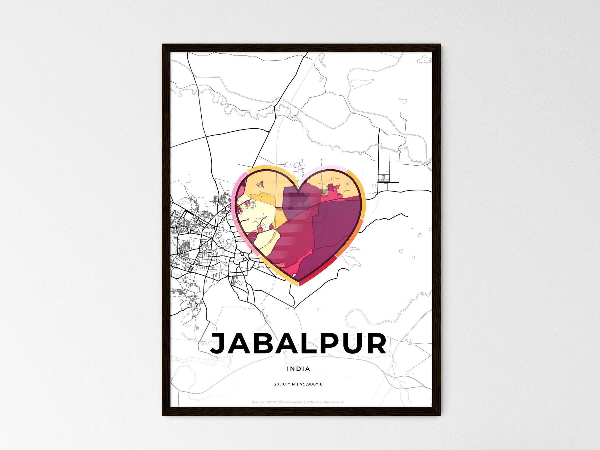 JABALPUR INDIA minimal art map with a colorful icon. Where it all began, Couple map gift. Style 2