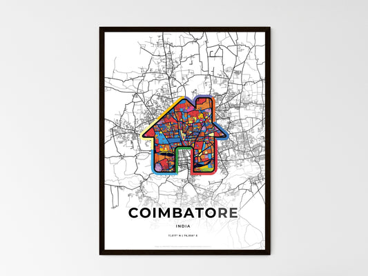 Coimbatore India wedding art map with home icon