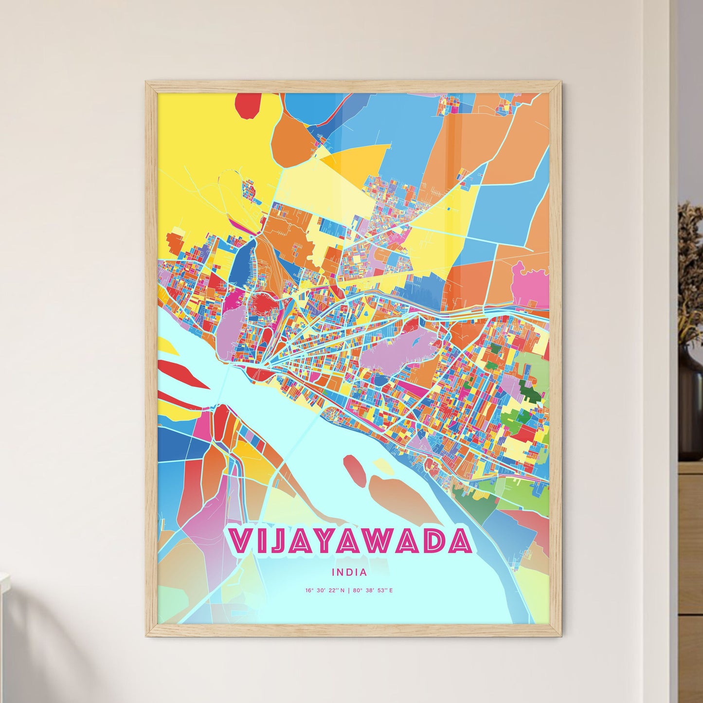 Colorful VIJAYAWADA INDIA Fine Art Map Crazy Colors