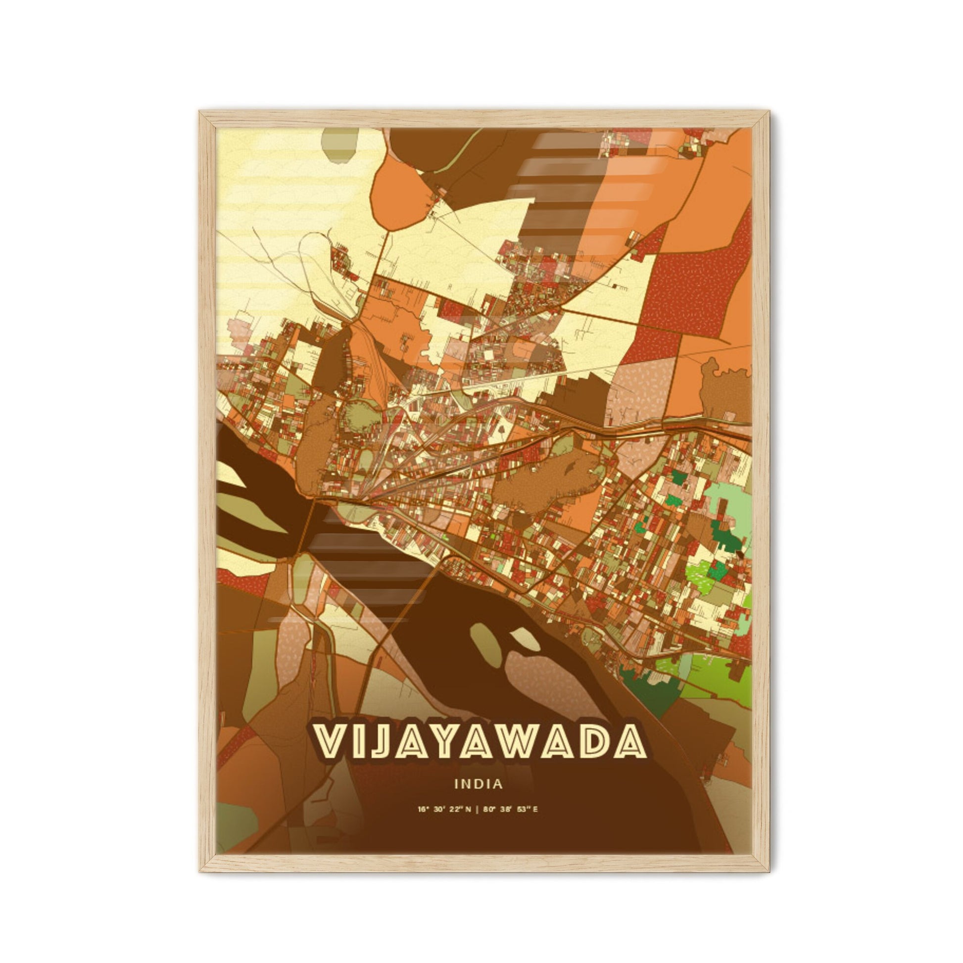 Colorful VIJAYAWADA INDIA Fine Art Map Farmhouse