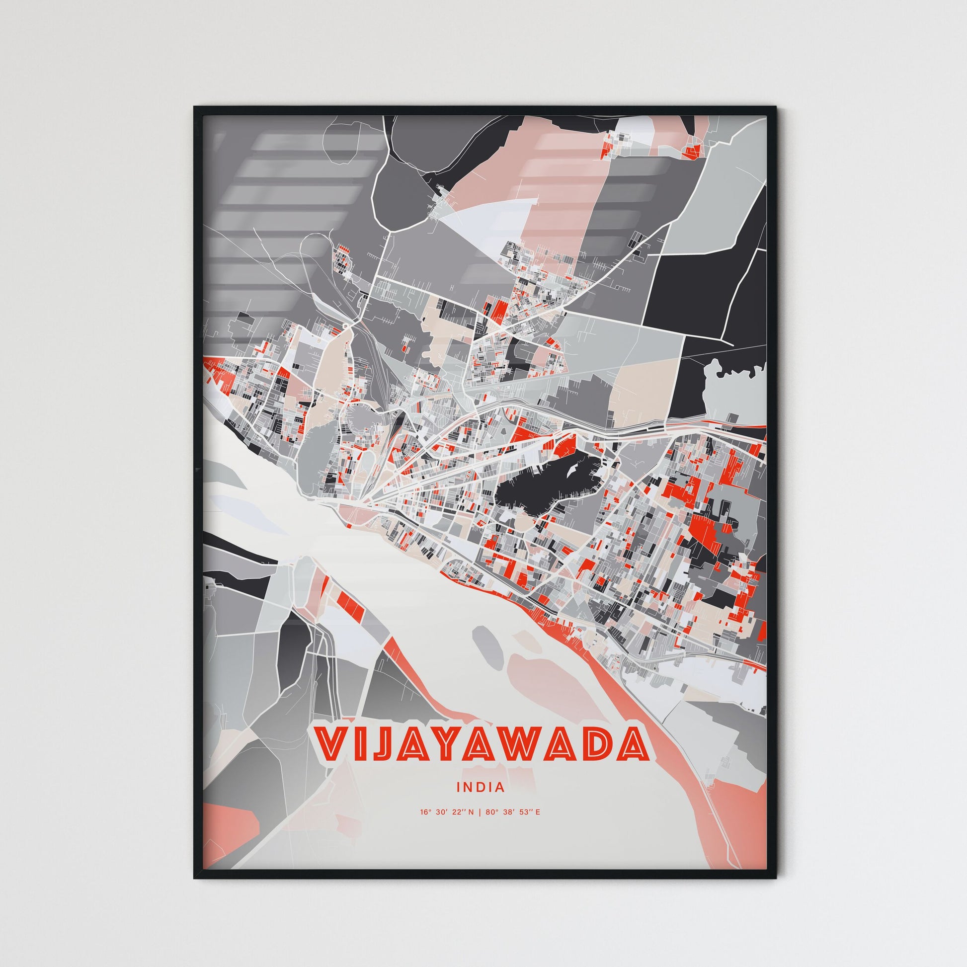 Colorful VIJAYAWADA INDIA Fine Art Map Modern