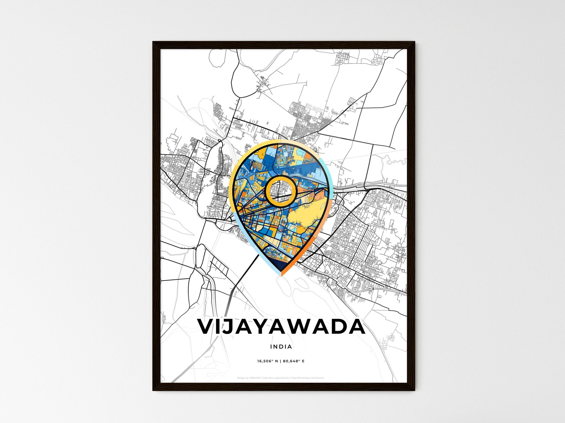 VIJAYAWADA INDIA minimal art map with a colorful icon. Style 1