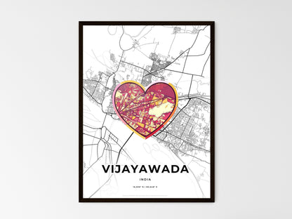 VIJAYAWADA INDIA minimal art map with a colorful icon. Style 2
