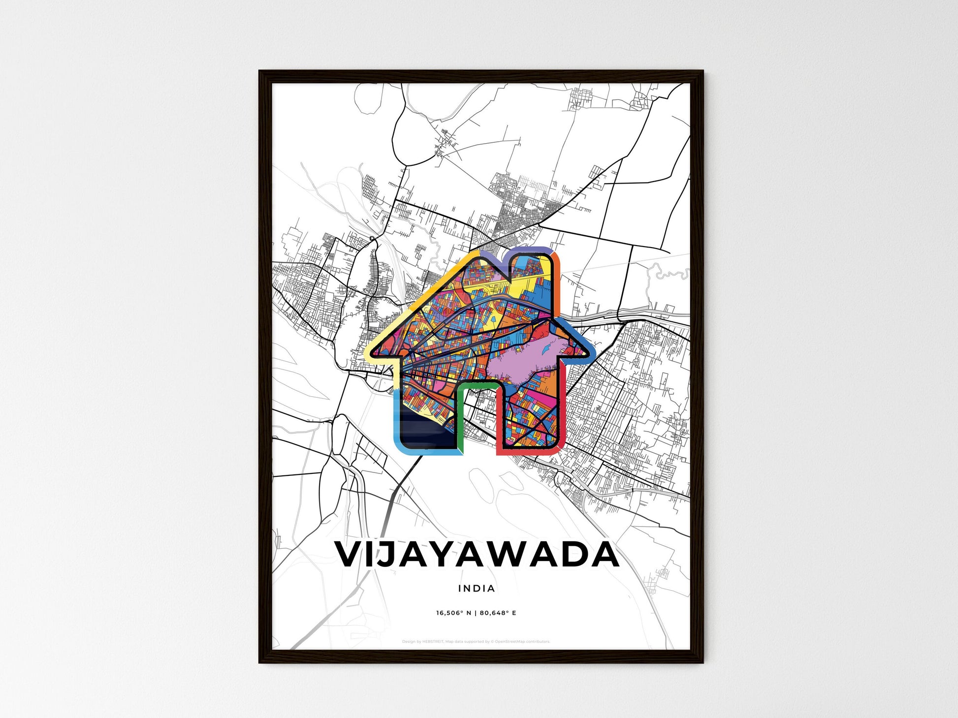 VIJAYAWADA INDIA minimal art map with a colorful icon. Style 3