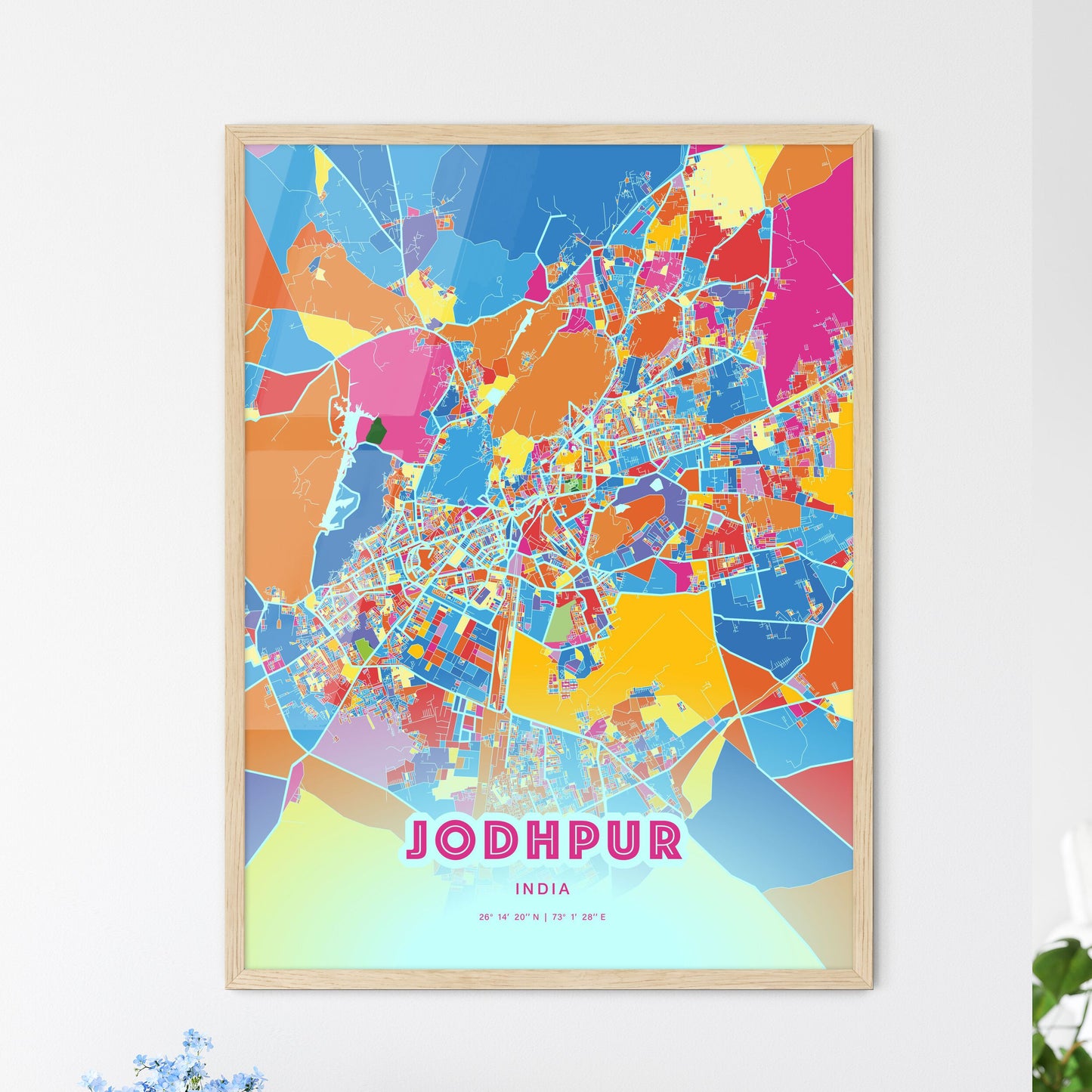 Colorful JODHPUR INDIA Fine Art Map Crazy Colors