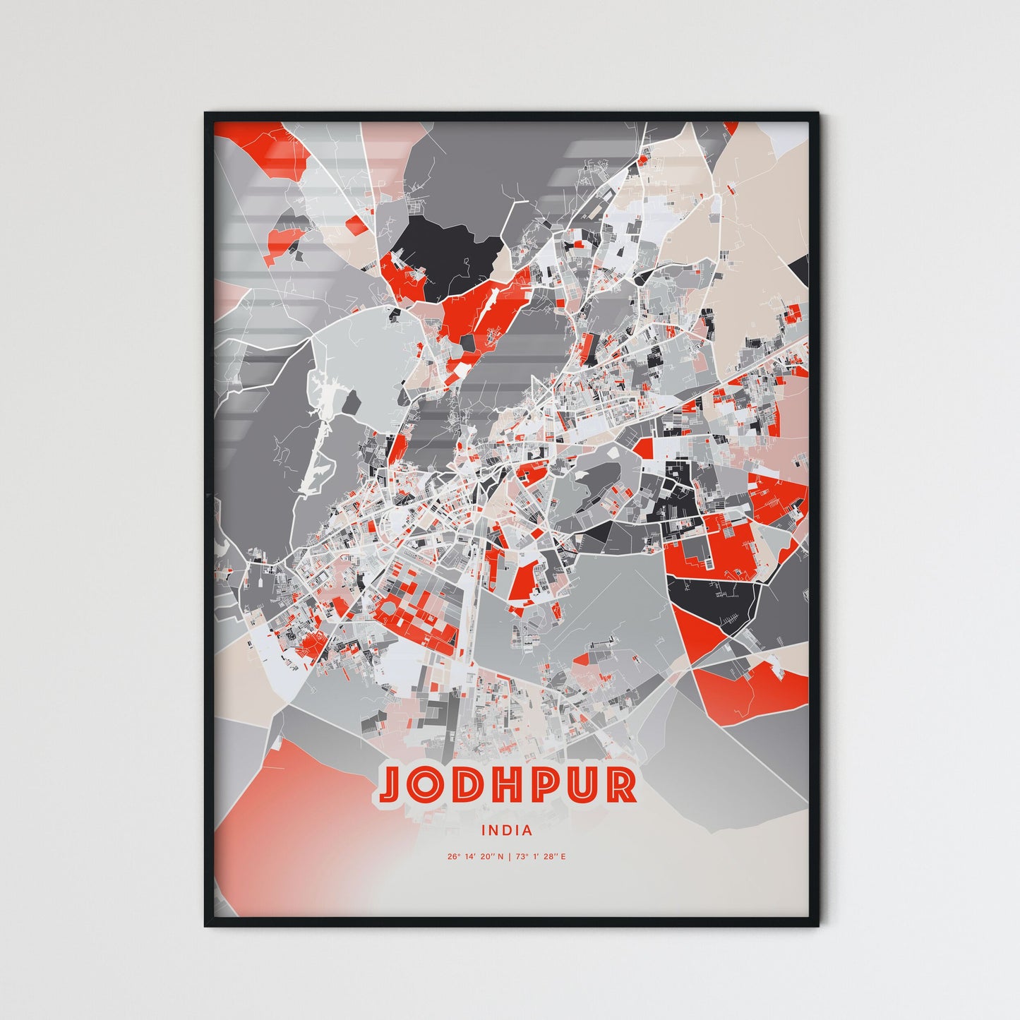 Colorful JODHPUR INDIA Fine Art Map Modern