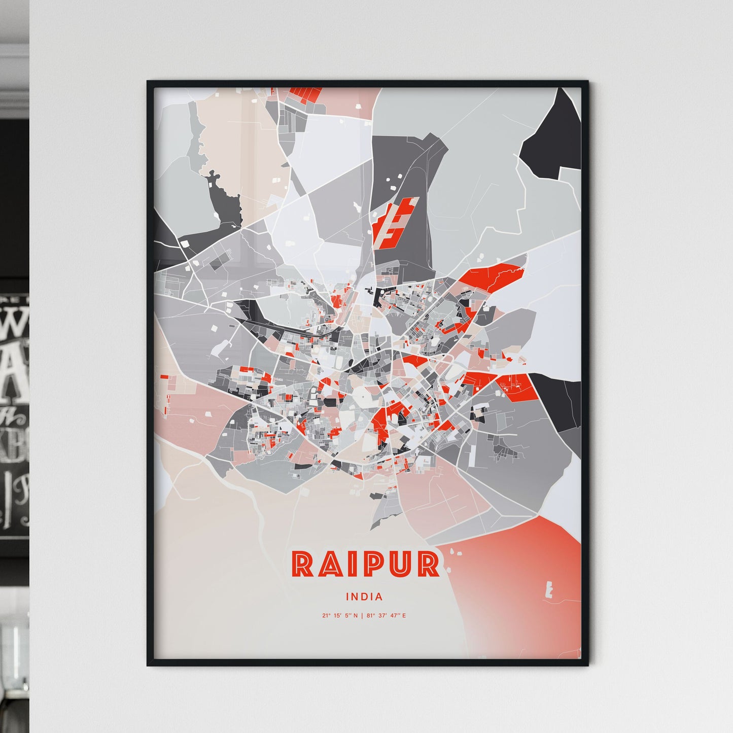 Colorful RAIPUR INDIA Fine Art Map Modern