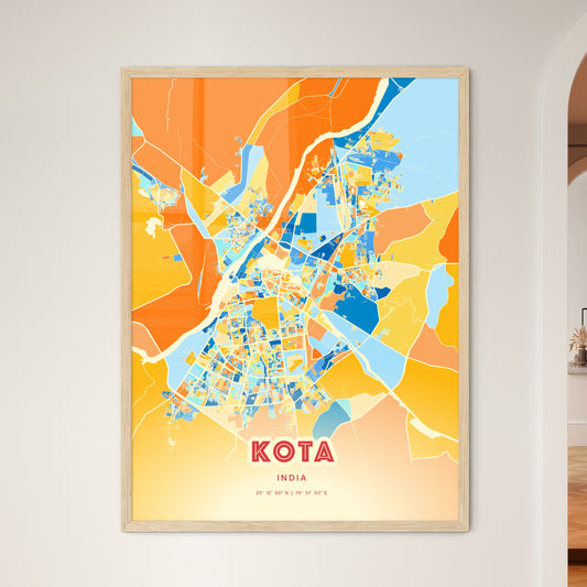 Colorful KOTA INDIA Fine Art Map Blue Orange